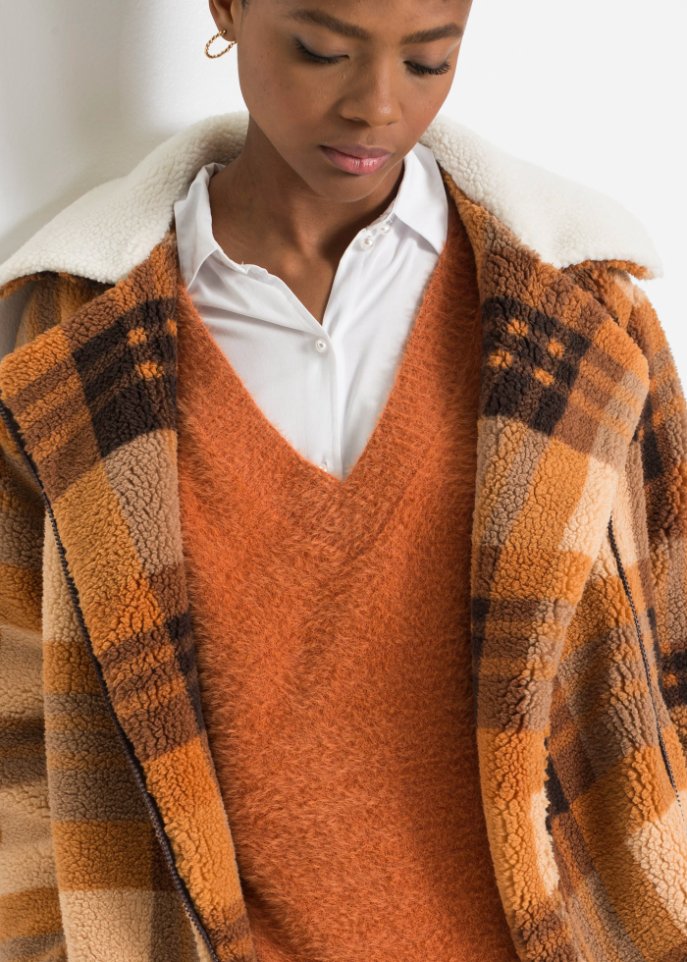 Oversized Strickpullover mit weichem Federgarn