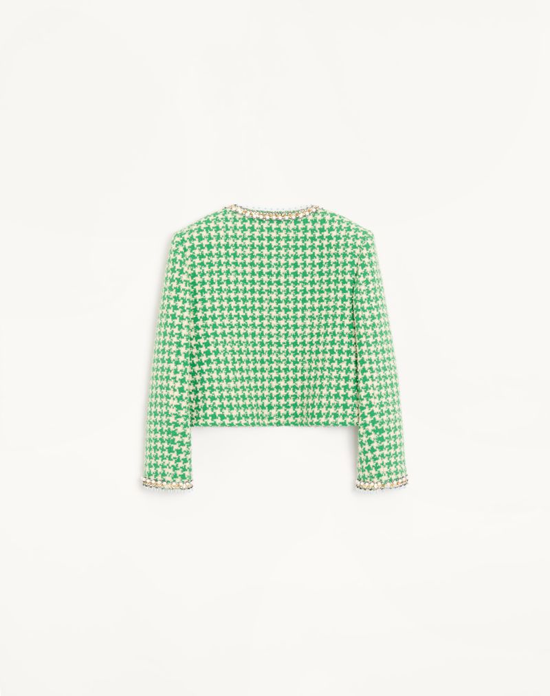 Jaqueta de tweed pied-de-poule bordada