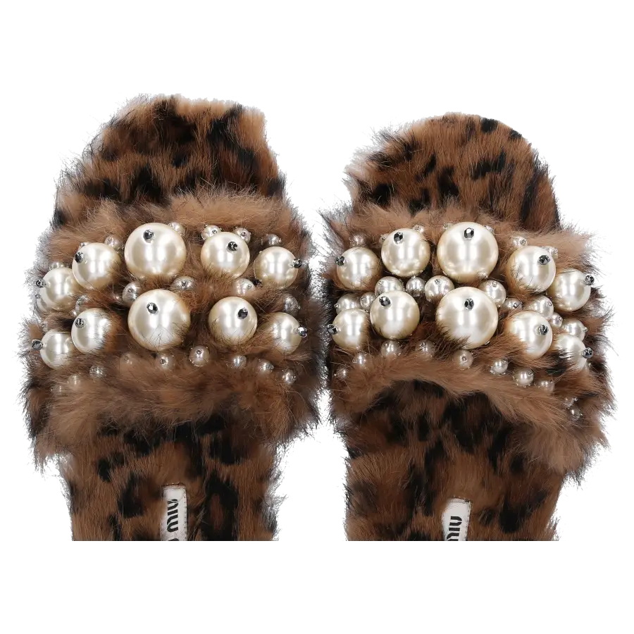 Miu Miu - Schaftsandalen Kaninchenfell - braun
