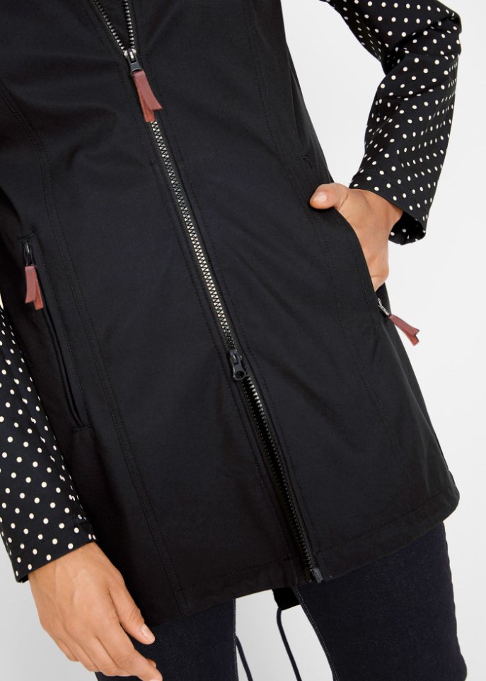 Bedruckte Softshelljacke, schlanker Schnitt, wasserabweisend