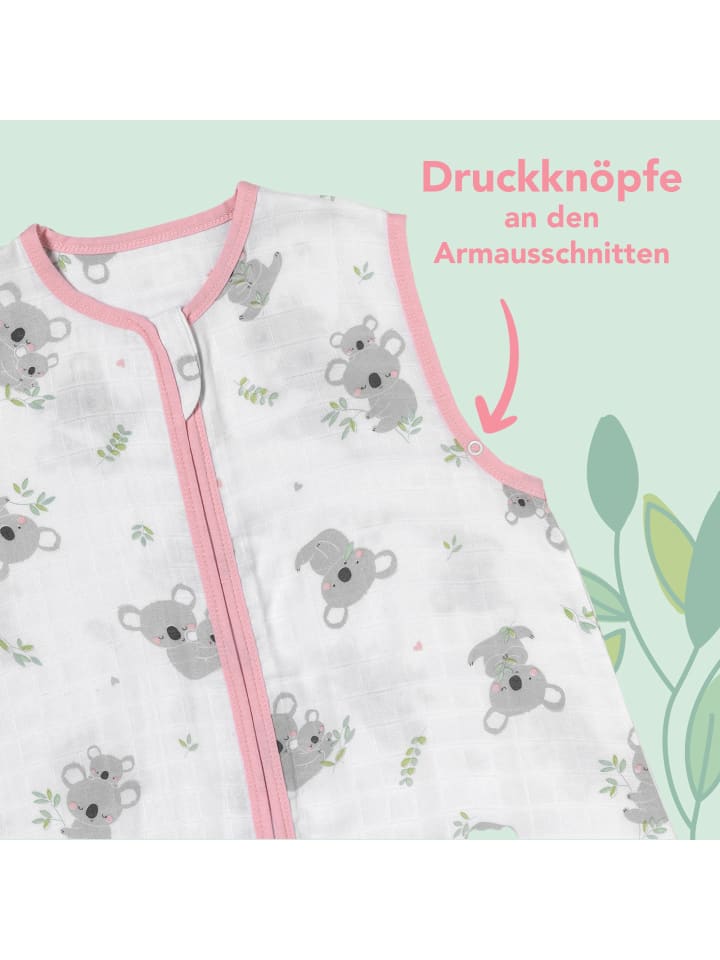 Schlummersack Musselin Babyschlafsack, 0.5 TOG in Rosa-Weiß günstig kaufen