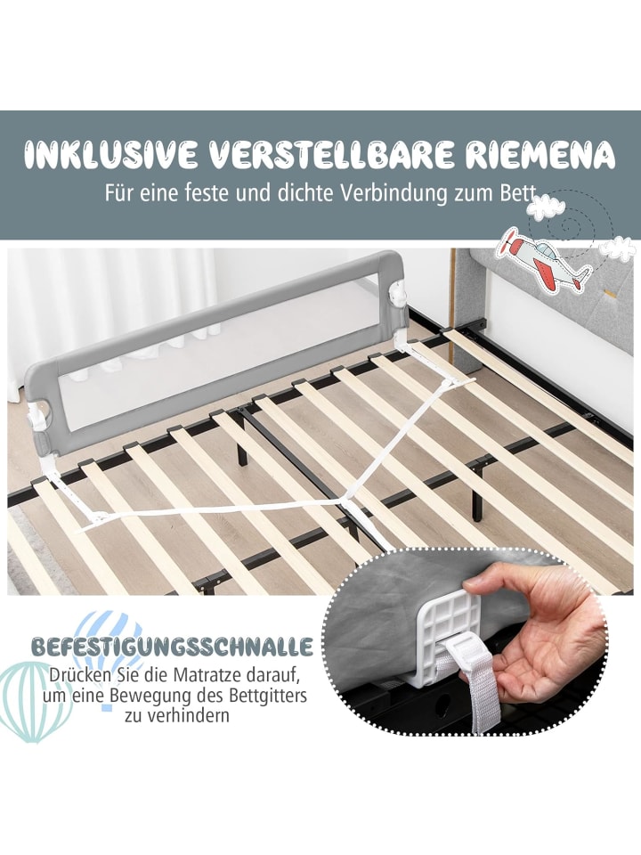 COSTWAY Bettgitter in Grau günstig kaufen 150 x 45 cm