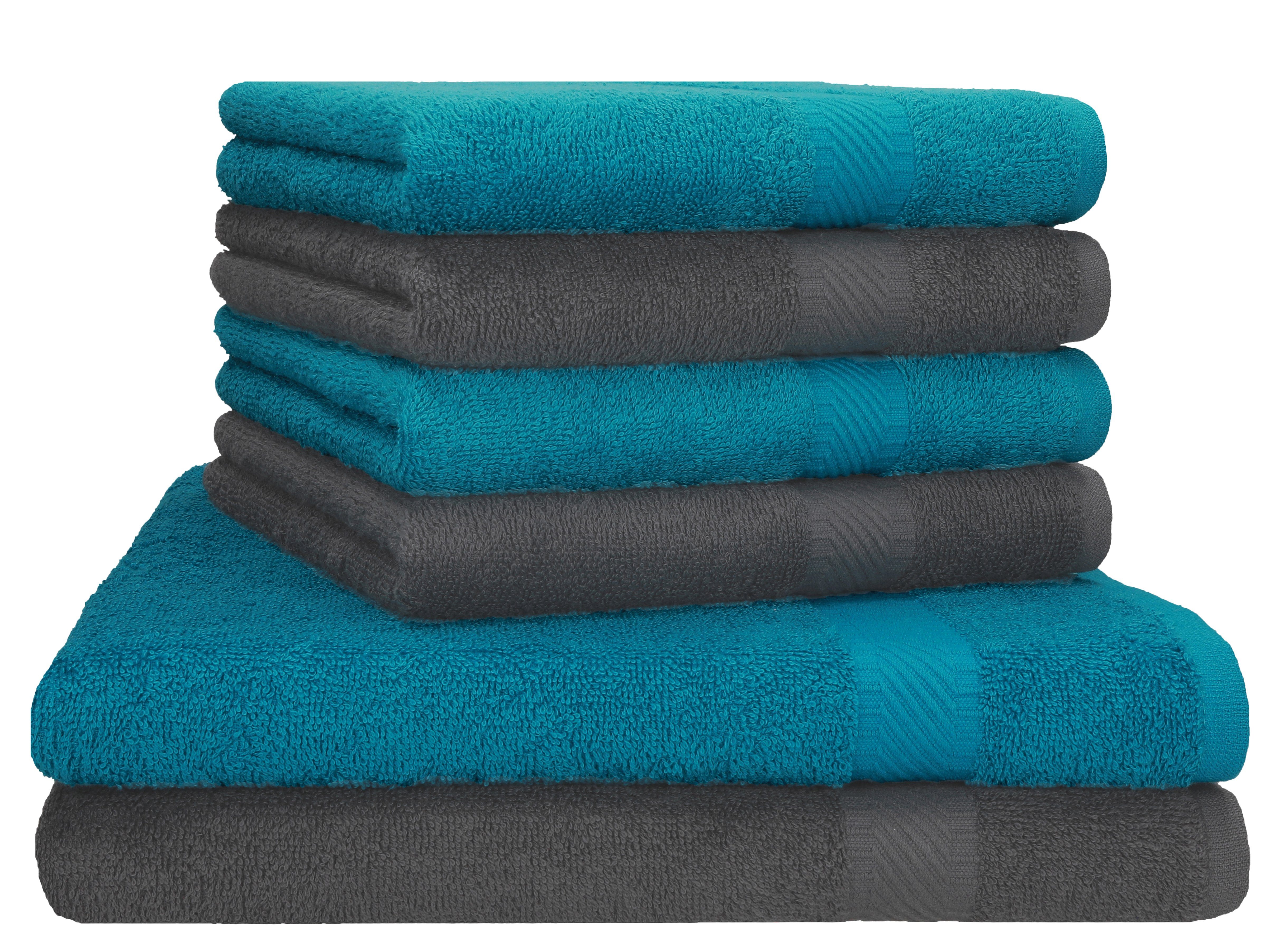 Betz Handtuch Set Palermo 6er 2x Liegetücher 70x140 cm 4x Handtücher 50x100 cm, 100% Baumwolle
