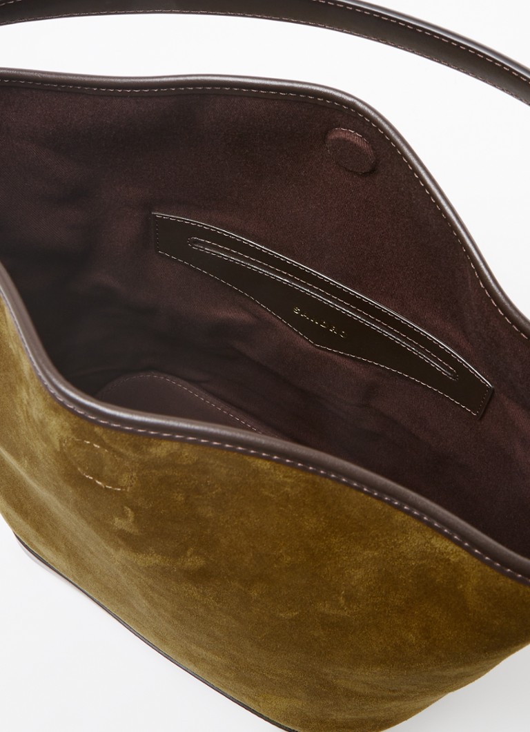 Sandro shoulder bag of calf suede with leather details