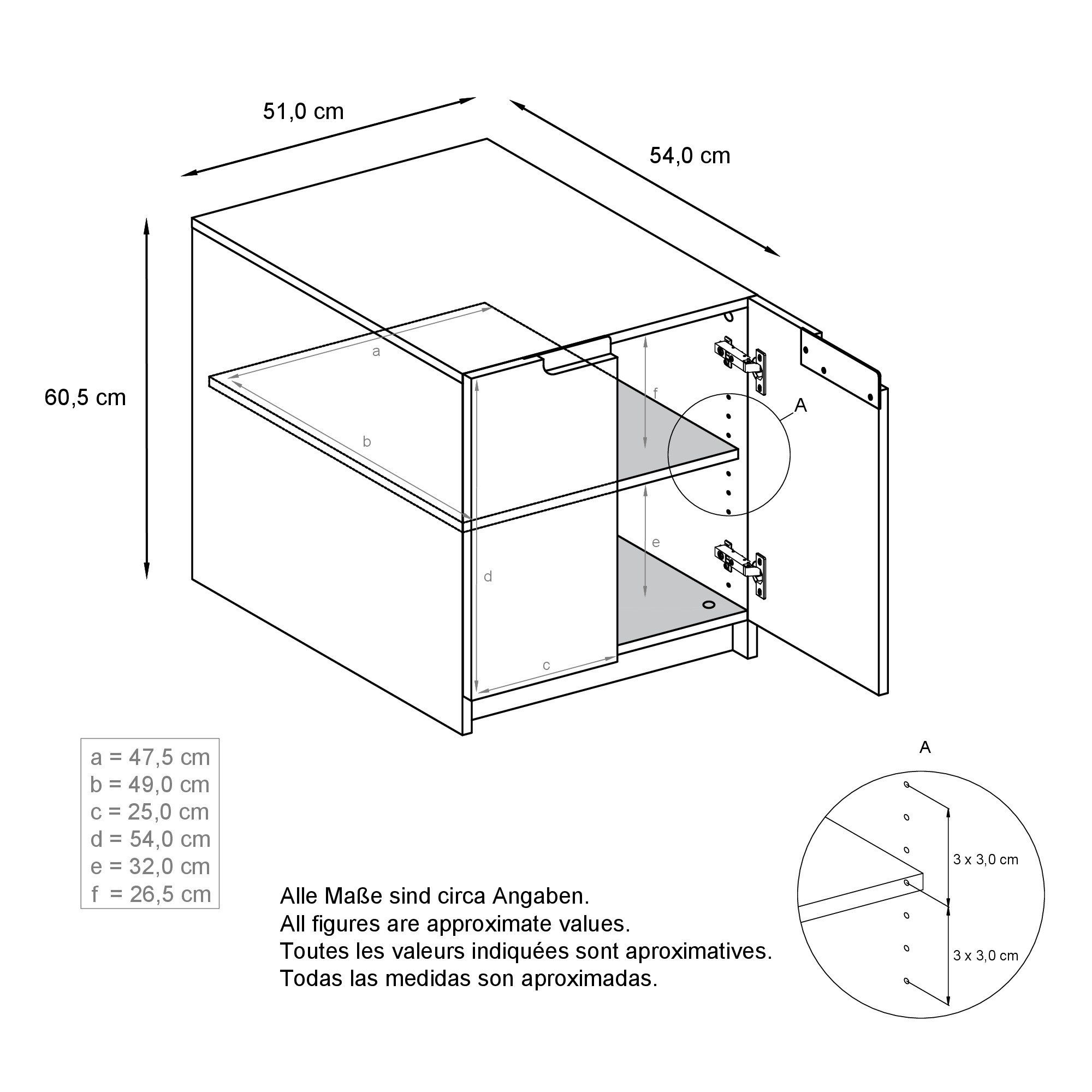 Vladon Kommode Logan (Druckerkommode, mit 2 Fächern und 2 Türen), Weiß matt/Weiß Hochglanz (51 x 60,5 x 54 cm)
