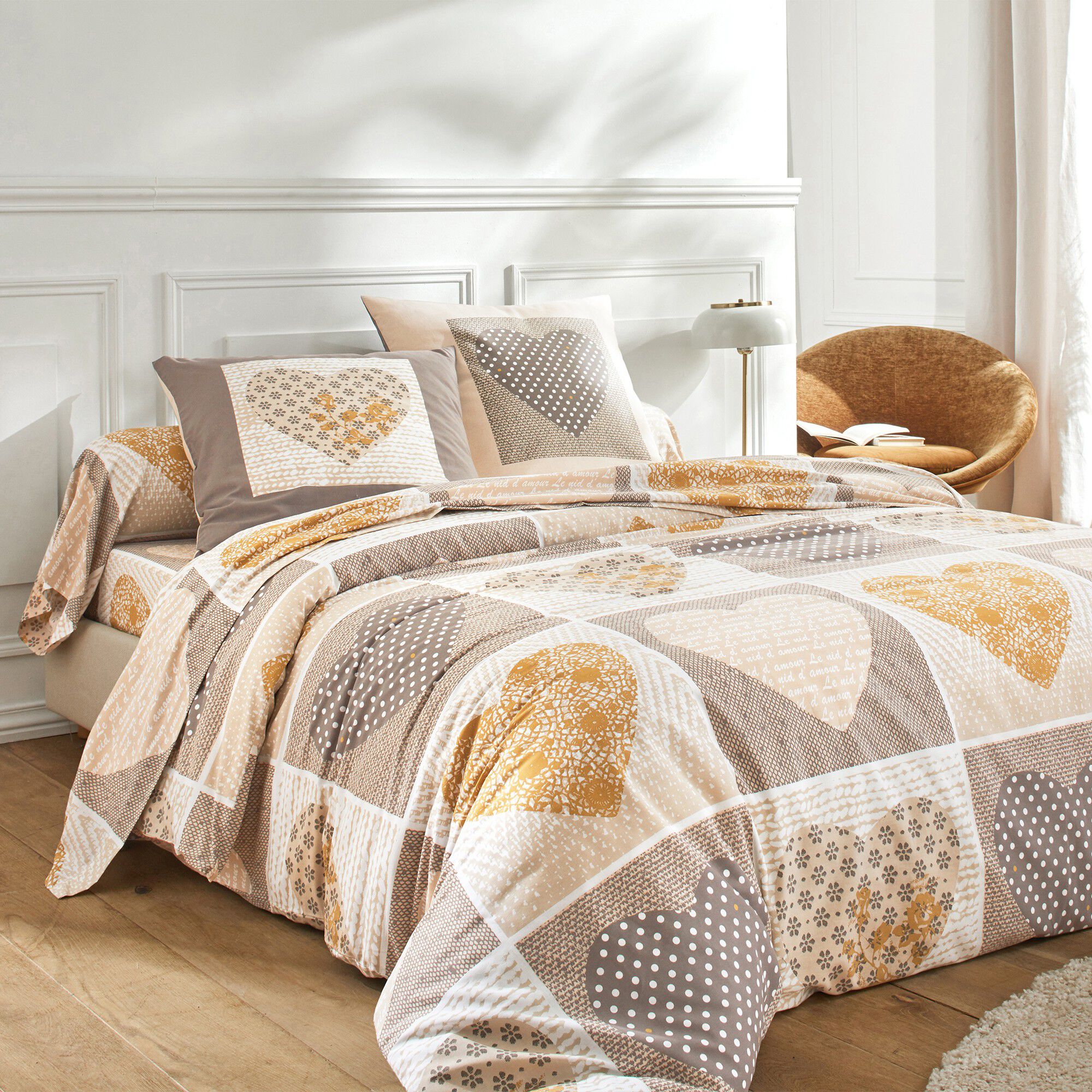 Linge de lit Lovely en flanelle imprimé coeurs