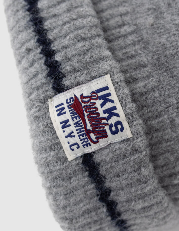 Bonnet gris tricot jacquard message garçon