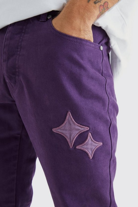 Slim-Fit Schlaghose mit Applikation