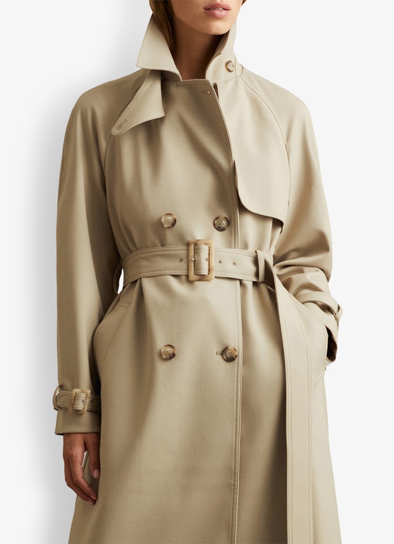 Travel Darcie double-breasted trench coat in wool blend with belt