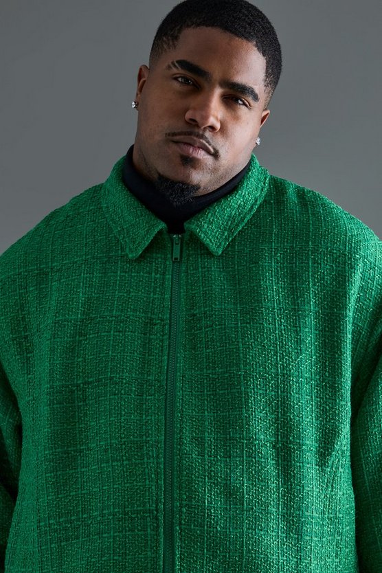 Plus kastige Oversize Bouclee-Jacke mit Reißverschluss