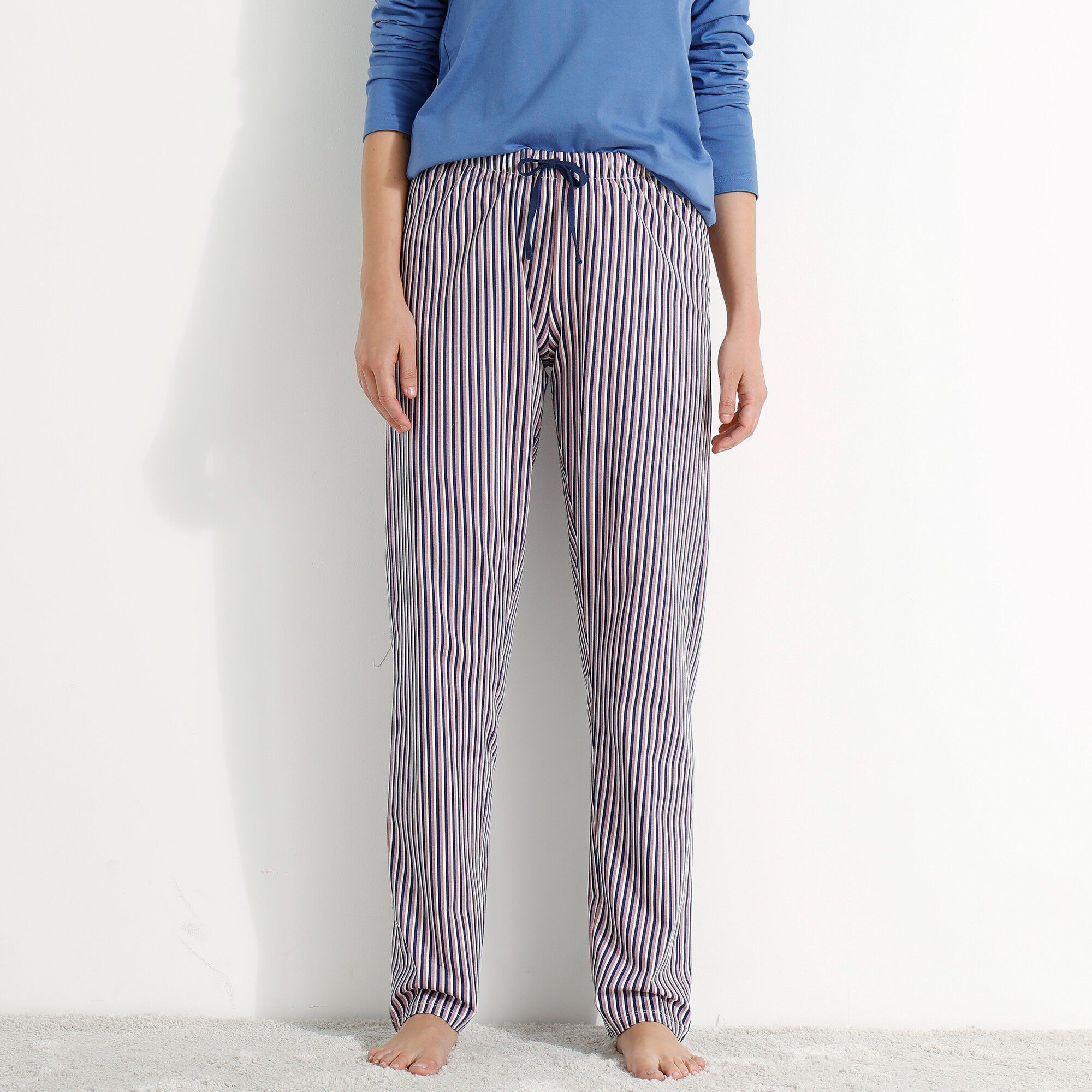 Pantalon pyjama coton imprimé rayures