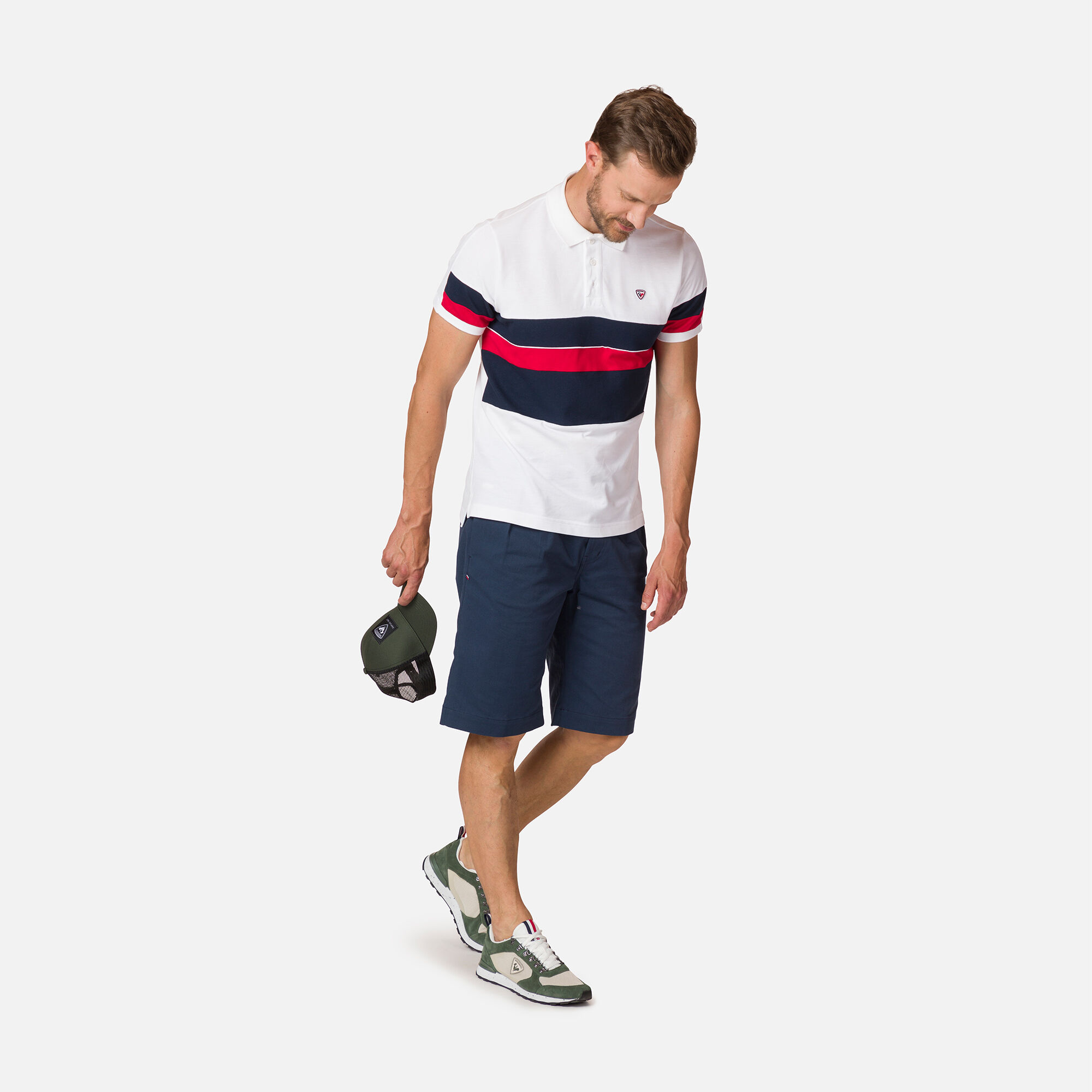Polo logo rayé homme