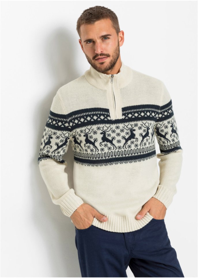 Norweger-Pullover mit Troyerkragen