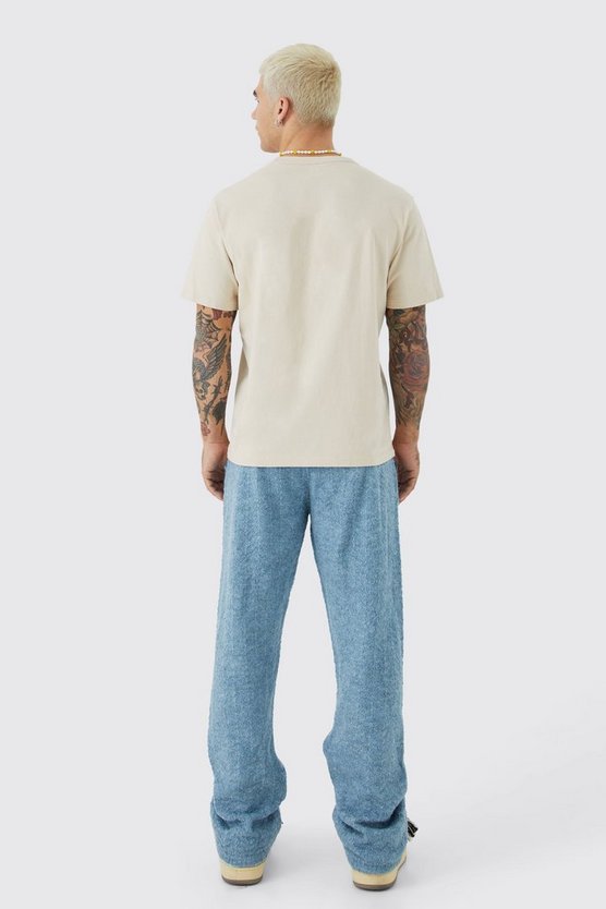Lockere Strick-Jogginghose mit Fischgräten-Print und weitem Bein