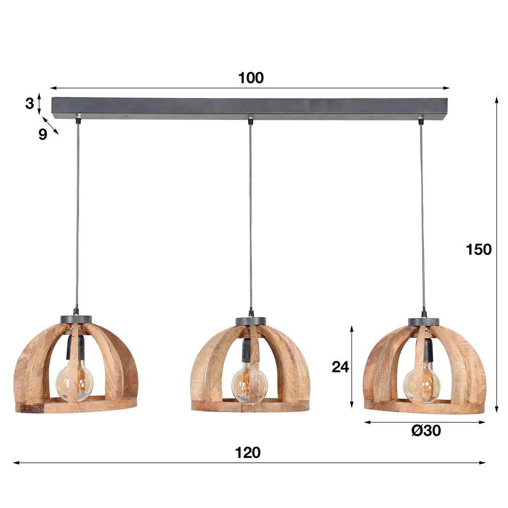 famlights Hängeleuchte, Pendelleuchte Emil in Natur E27 3-flammig, keine Angabe, Leuchtmittel enthalten: Nein, warmweiss, Hängeleuchte, Pendellampe, Pendelleuchte