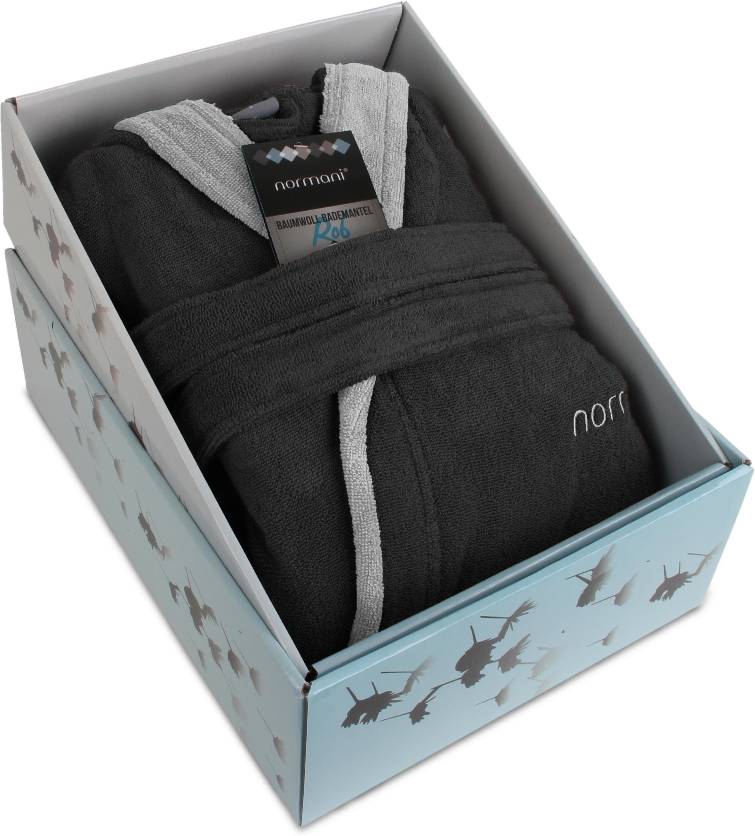 normani Bademantel Unisex Baumwoll-Bademantel Rob, Baumwolle, Kapuze, Bindegürtel, weicher Baumwoll Saunamantel mit Kapuze