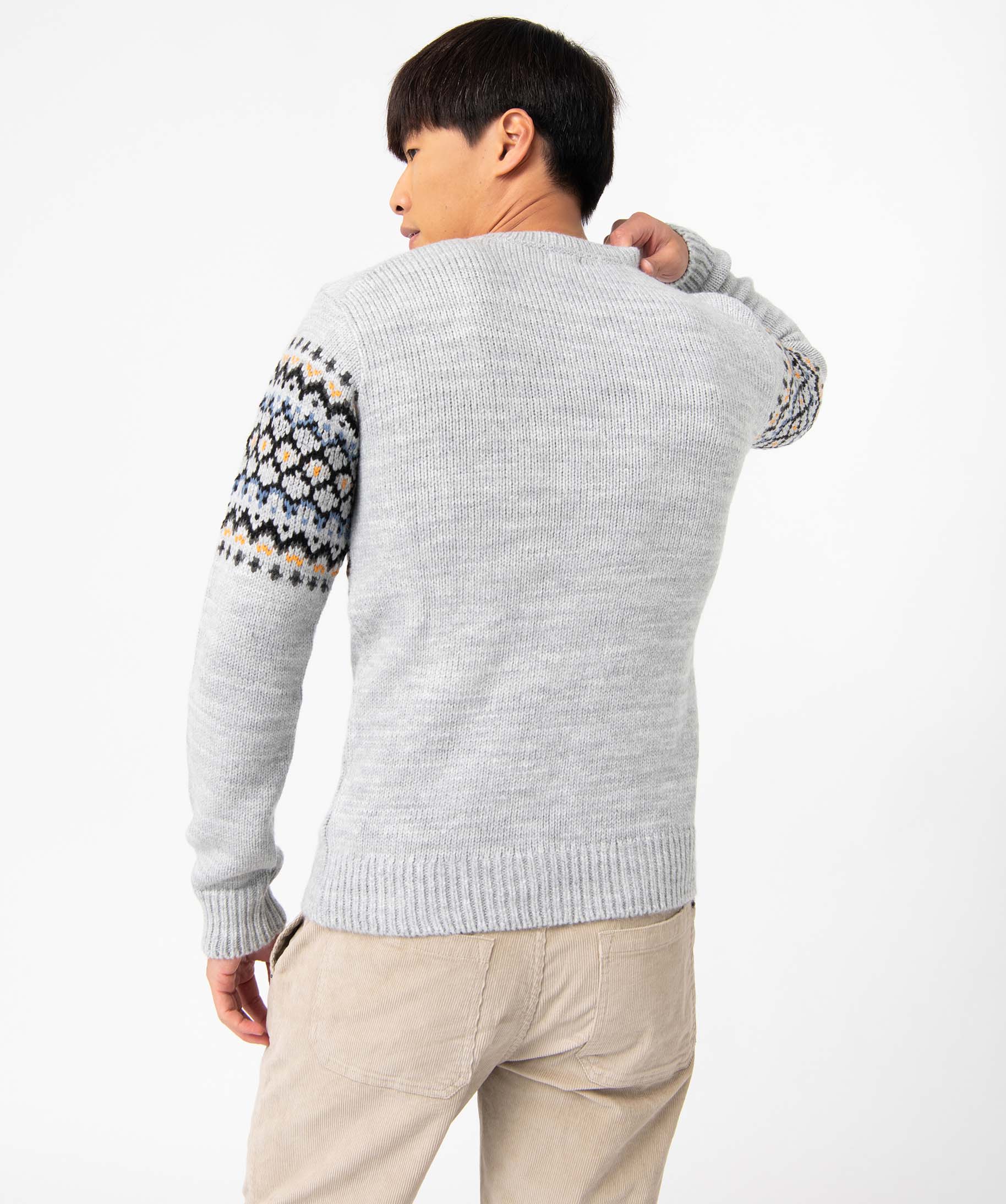 Pull de Nol homme motif jacquard gris clair | GEMO