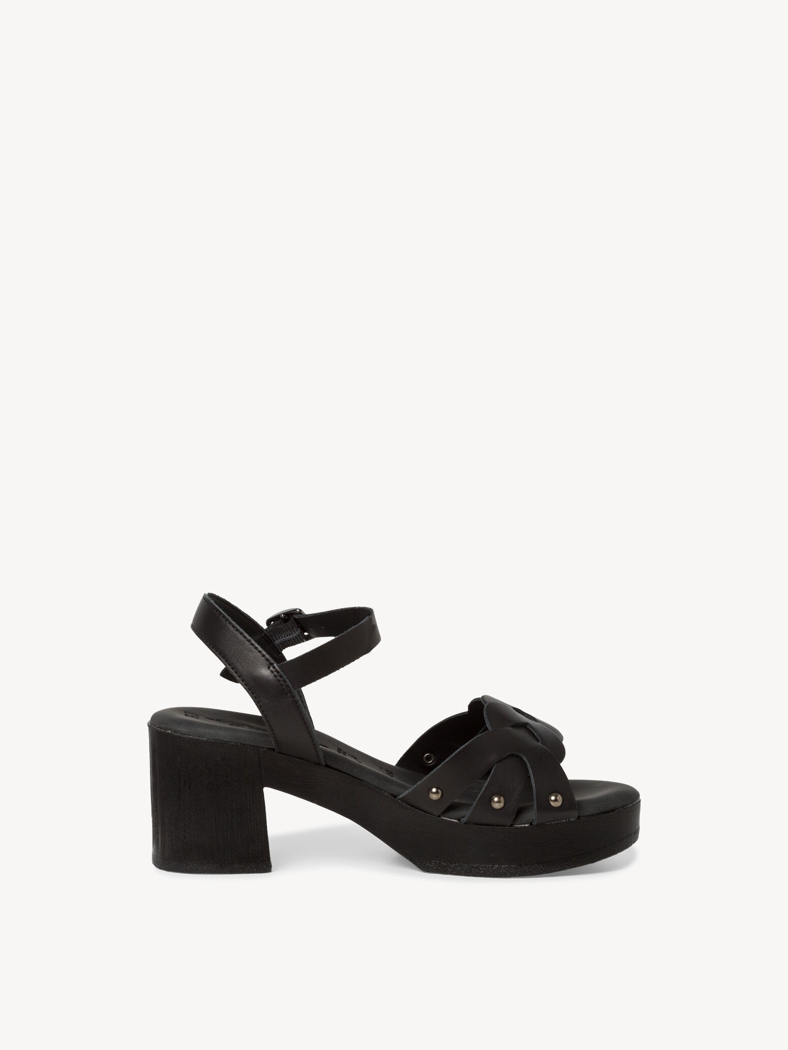 Sandale à talon en cuir - noir