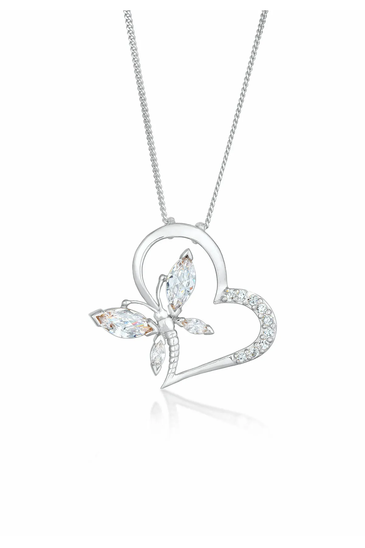 ELLI  Halskette Herz Schmetterling Zirkonia 925 Silber Edel