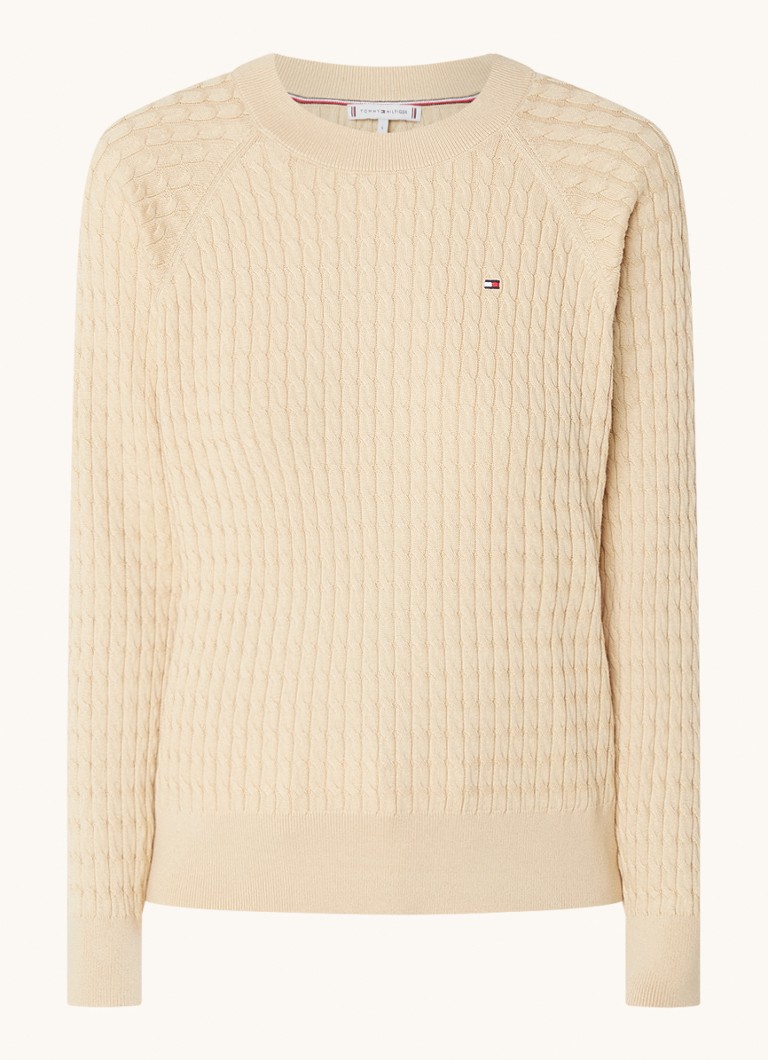 Pulover tricotat cu împletitură și logo Tommy Hilfiger