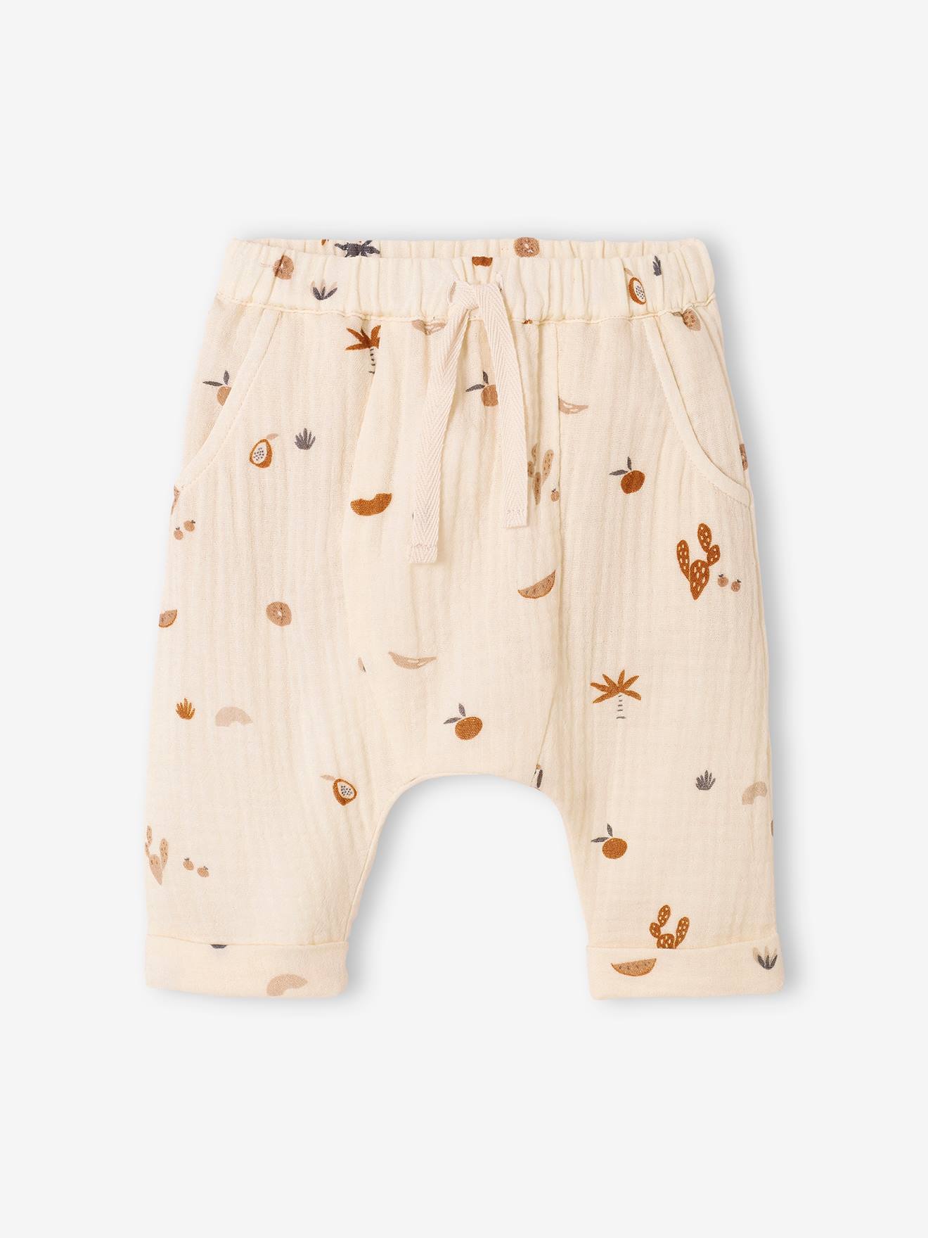 Ensemble bébé en gaze de coton tee-shirt + pantalon noix de pécan