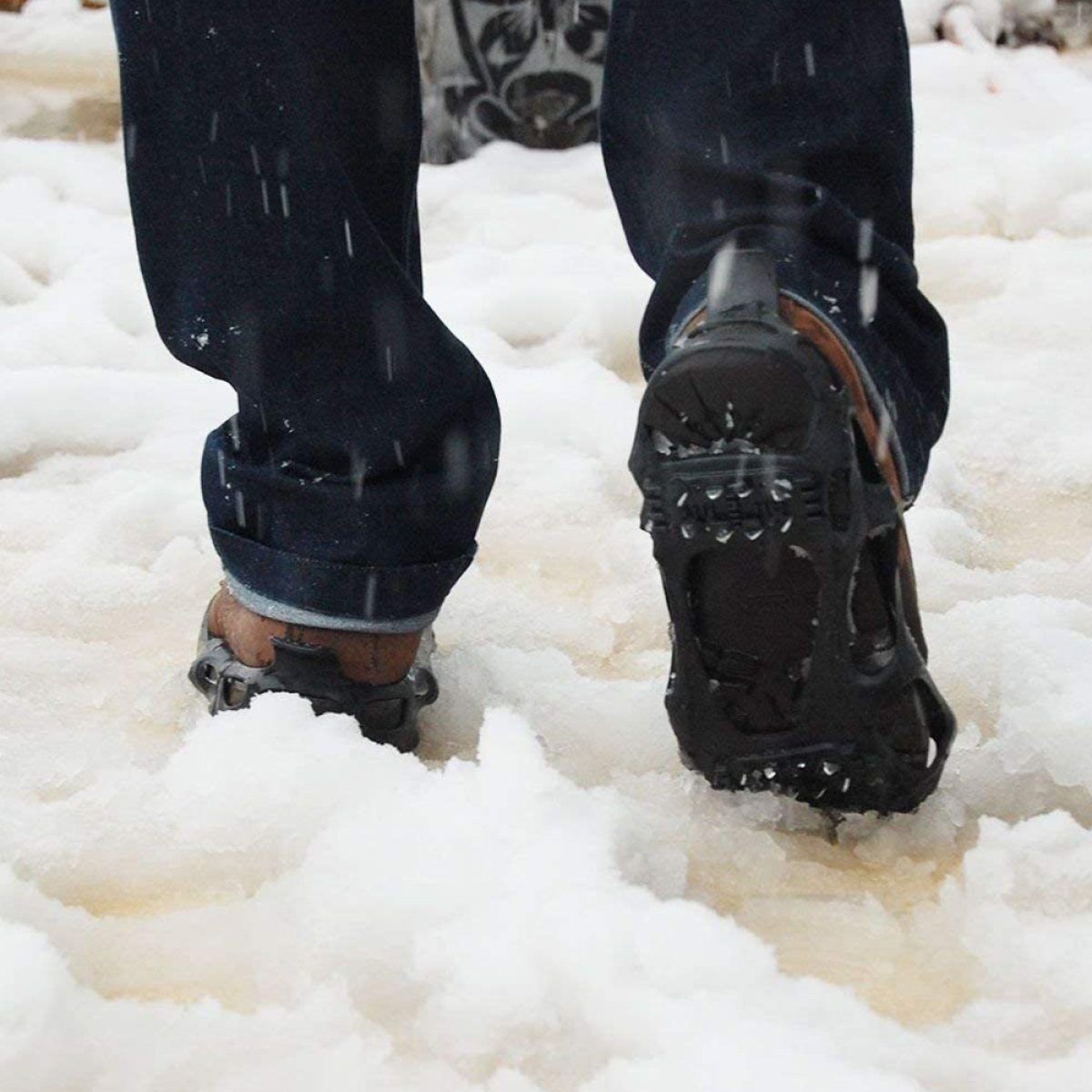 JedBesetzt Steigeisen Eisenplatte Schnee Anti-Rutsch-Steigeisen im Freien 24 Spike
