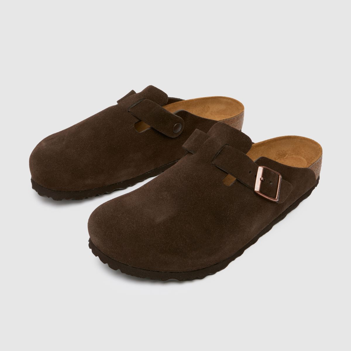 Sandali na nogah iz usnja BIRKENSTOCK Boston v rjavi barvi