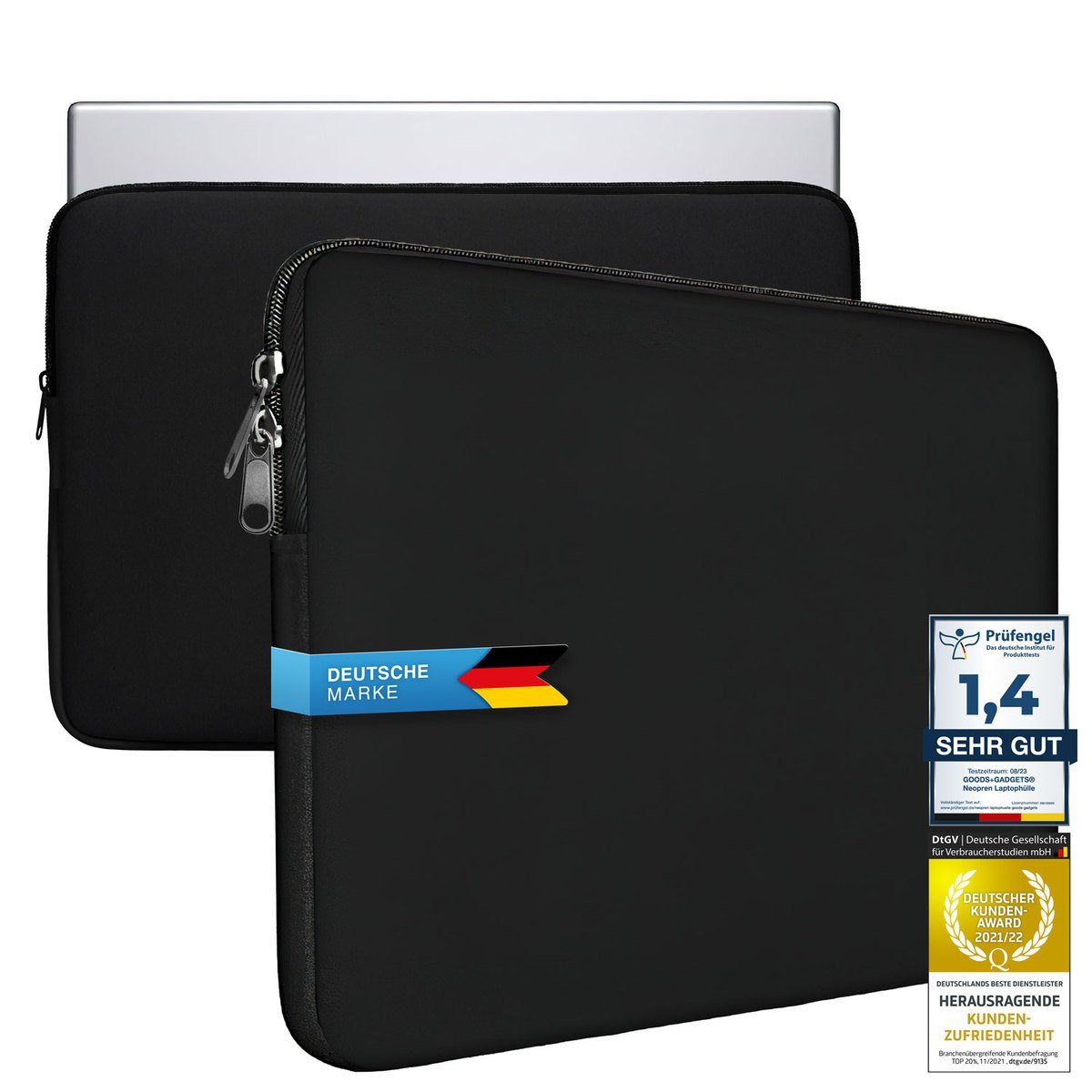 Goods+Gadgets Laptop-Hülle Neopren Notebook Schutzhülle 35,6 cm (14 Zoll), Laptop-Tasche