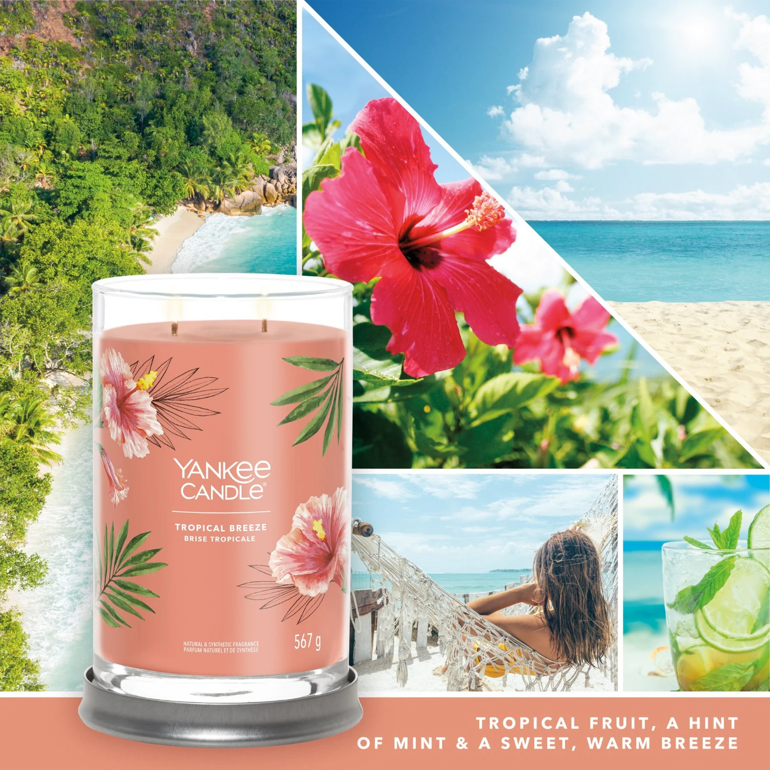 YANKEE CANDLE Velika čaša za čašu s tropskim povjetarcem