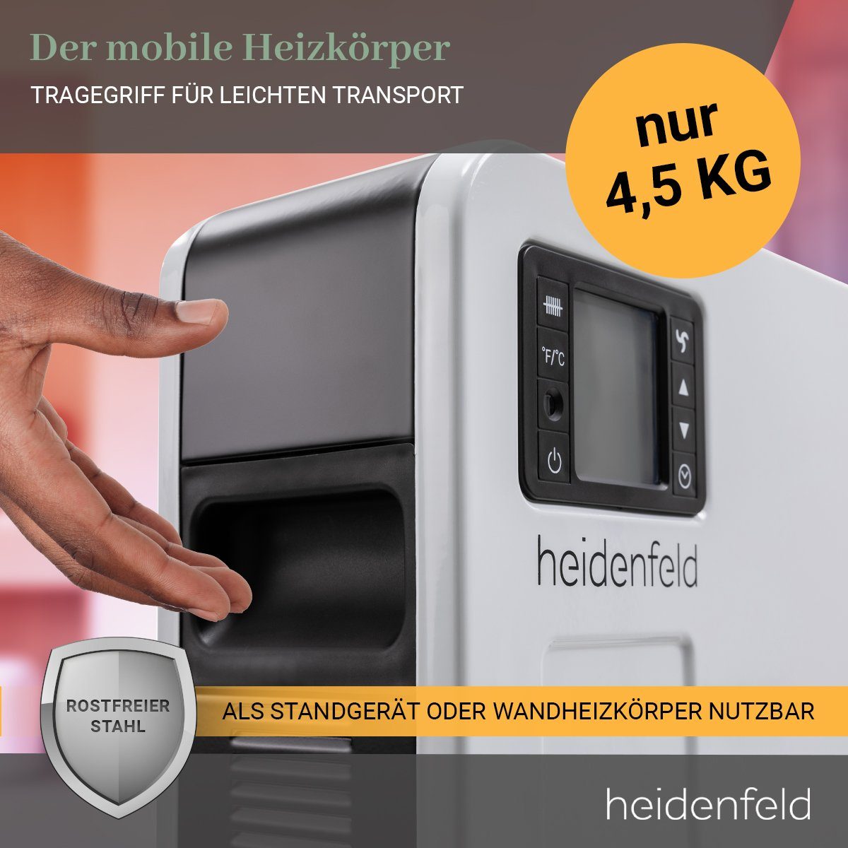 Heidenfeld Konvektor Elektro Heizung Konvektorheizung EK100 Heizgerät inkl. 3 Jahre Garatie, 2300 W, 3-Heizstufen - Fernbedienung - Timer - Heizlüfter - Heizkörper