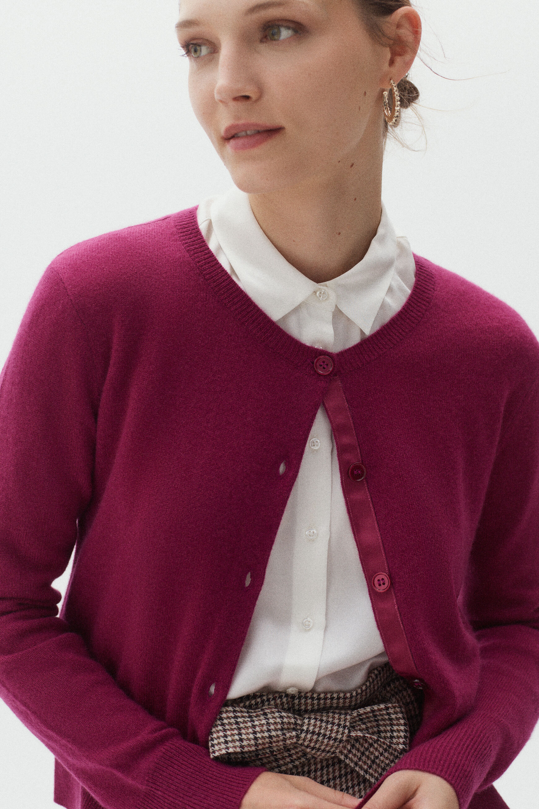 gilet caroline 100% cachemire rose cerise femme