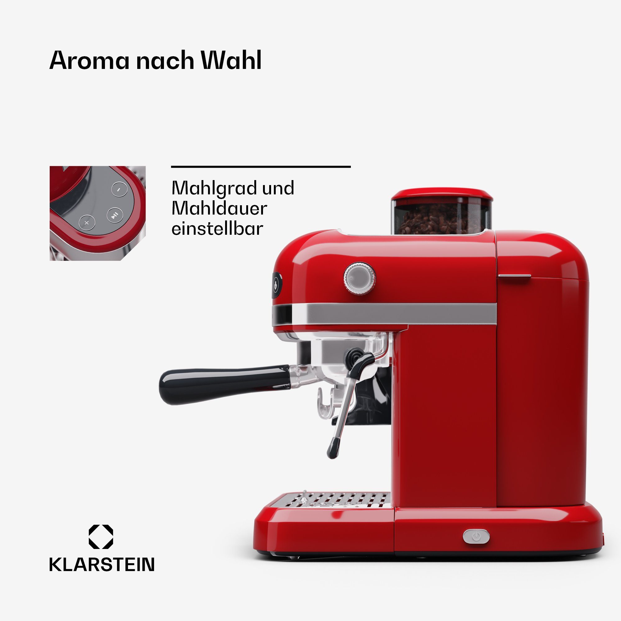 Klarstein Espressomaschine Bella Café Espresso, 1.4l Kaffeekanne, Elektrisch 20 Bar Kaffemaschine Tassenwärmer 1,4 L