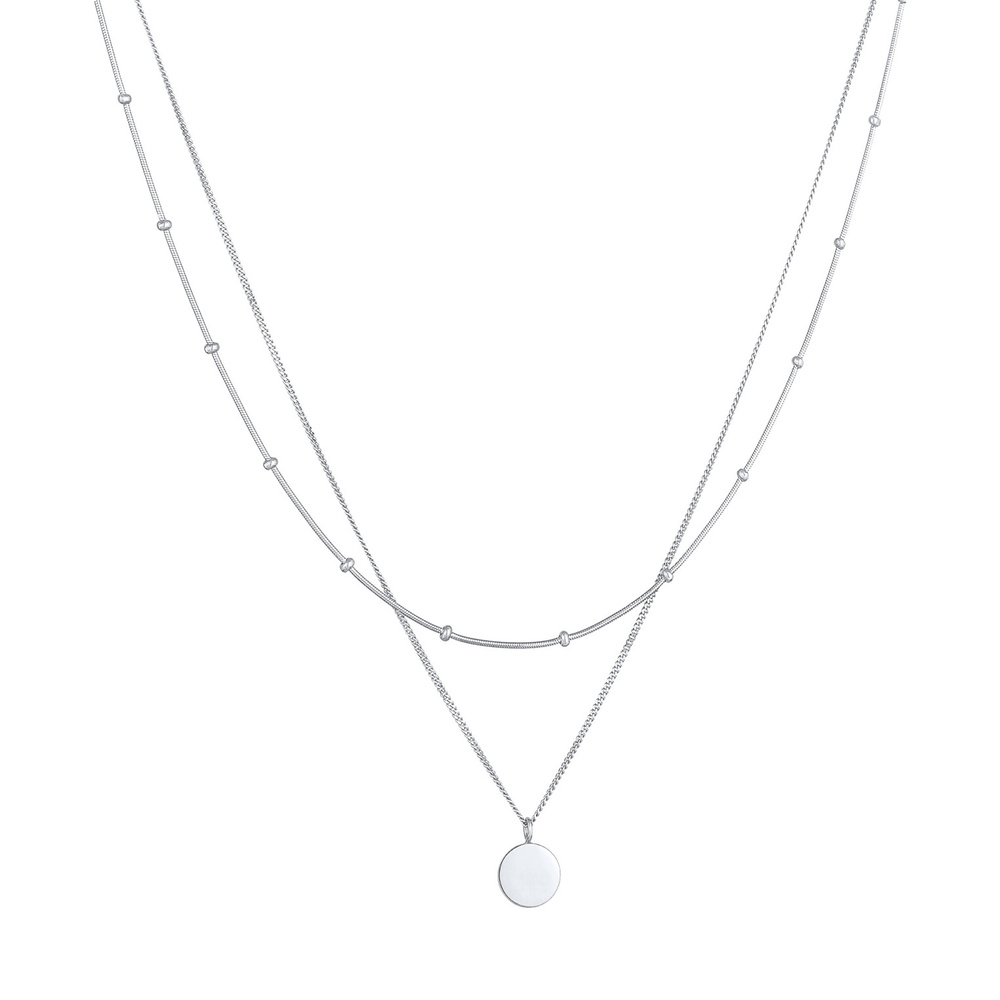 Elli Elli Collier Pendentif femme plaque de base 2 couches en argent 925 sterling collier