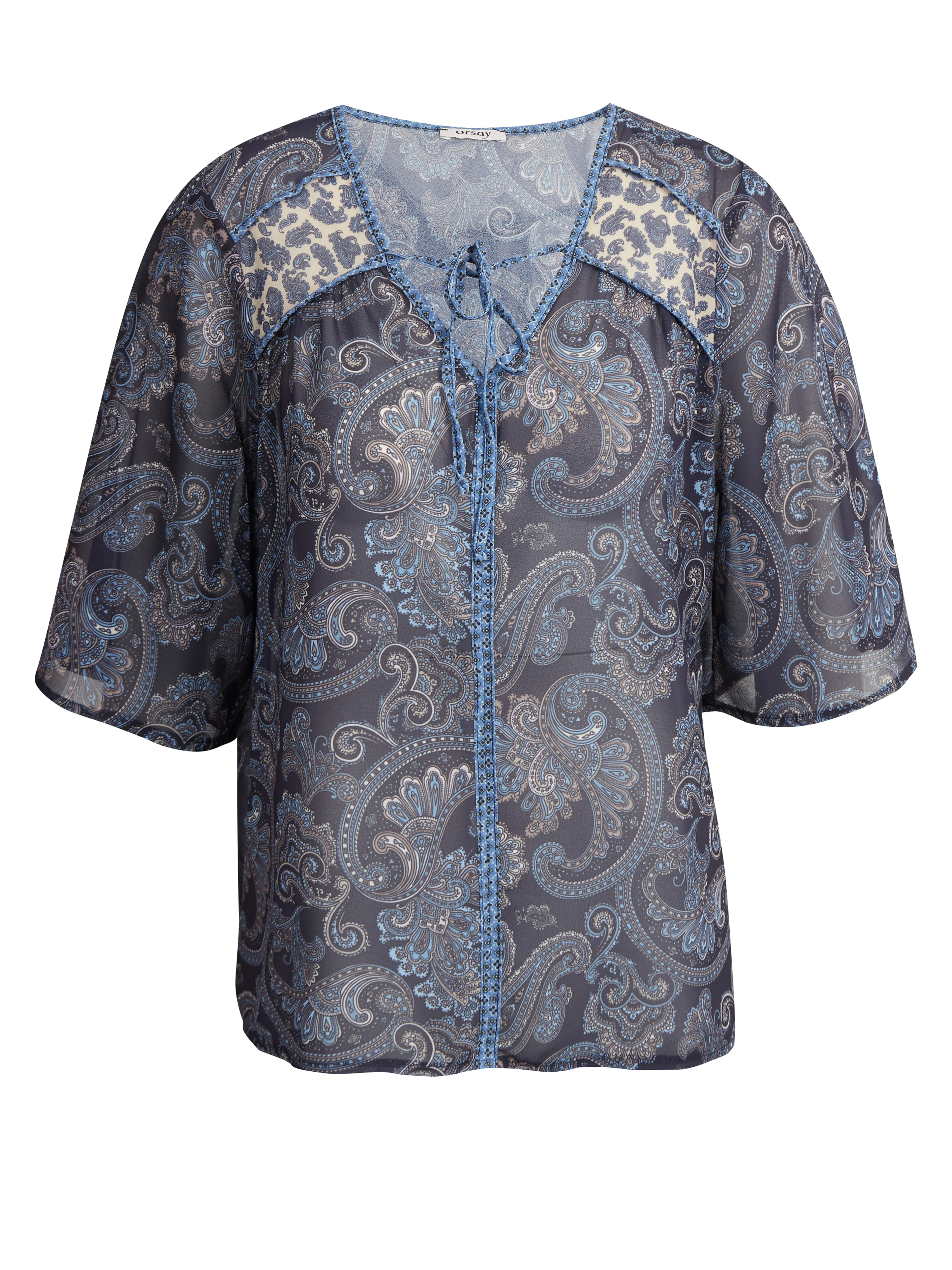 Dunkelblaue gemusterte Damenbluse ORSAY