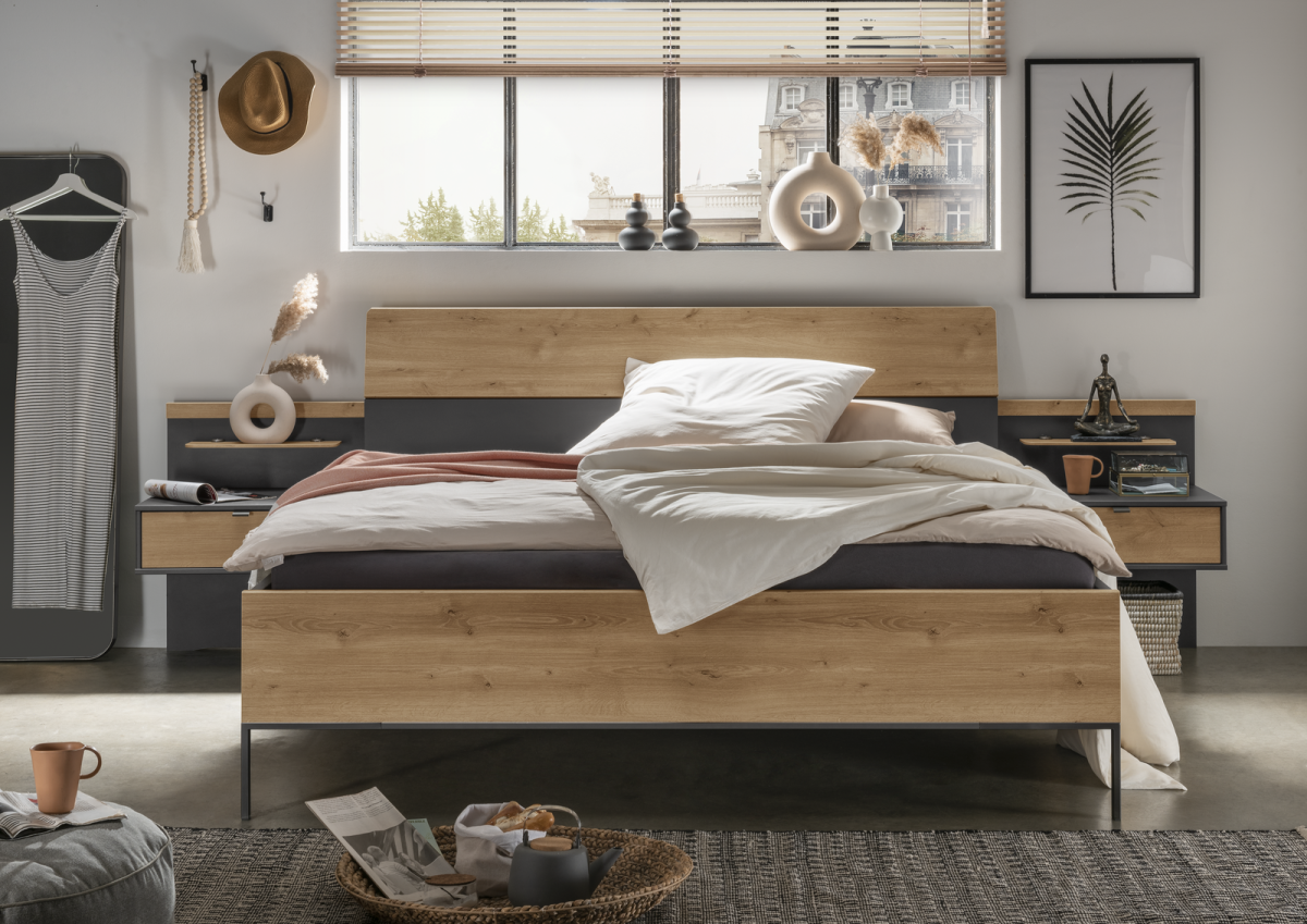 Futonbett Alabama Graphit Eiche 180 x 200 cm