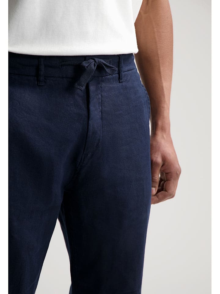 DSTREZZED Leinen-Chino in Dunkelblau günstig kaufen