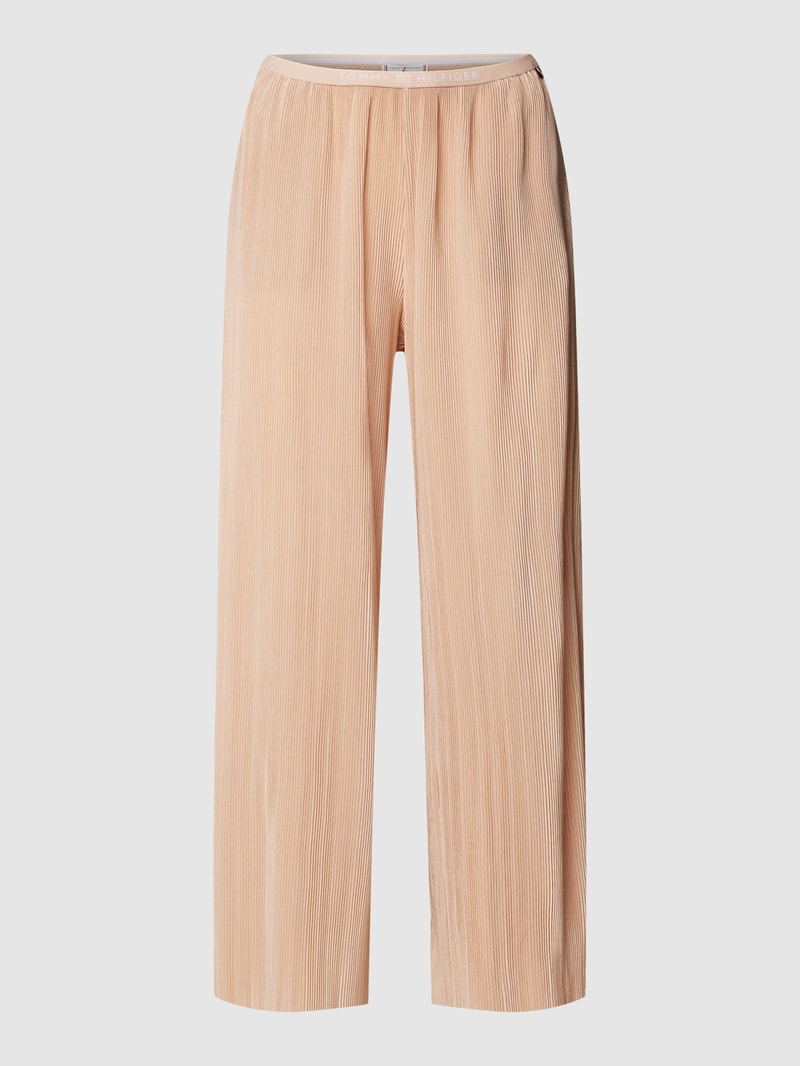 Pyjama-Hose mit Plisseefalten in taupe