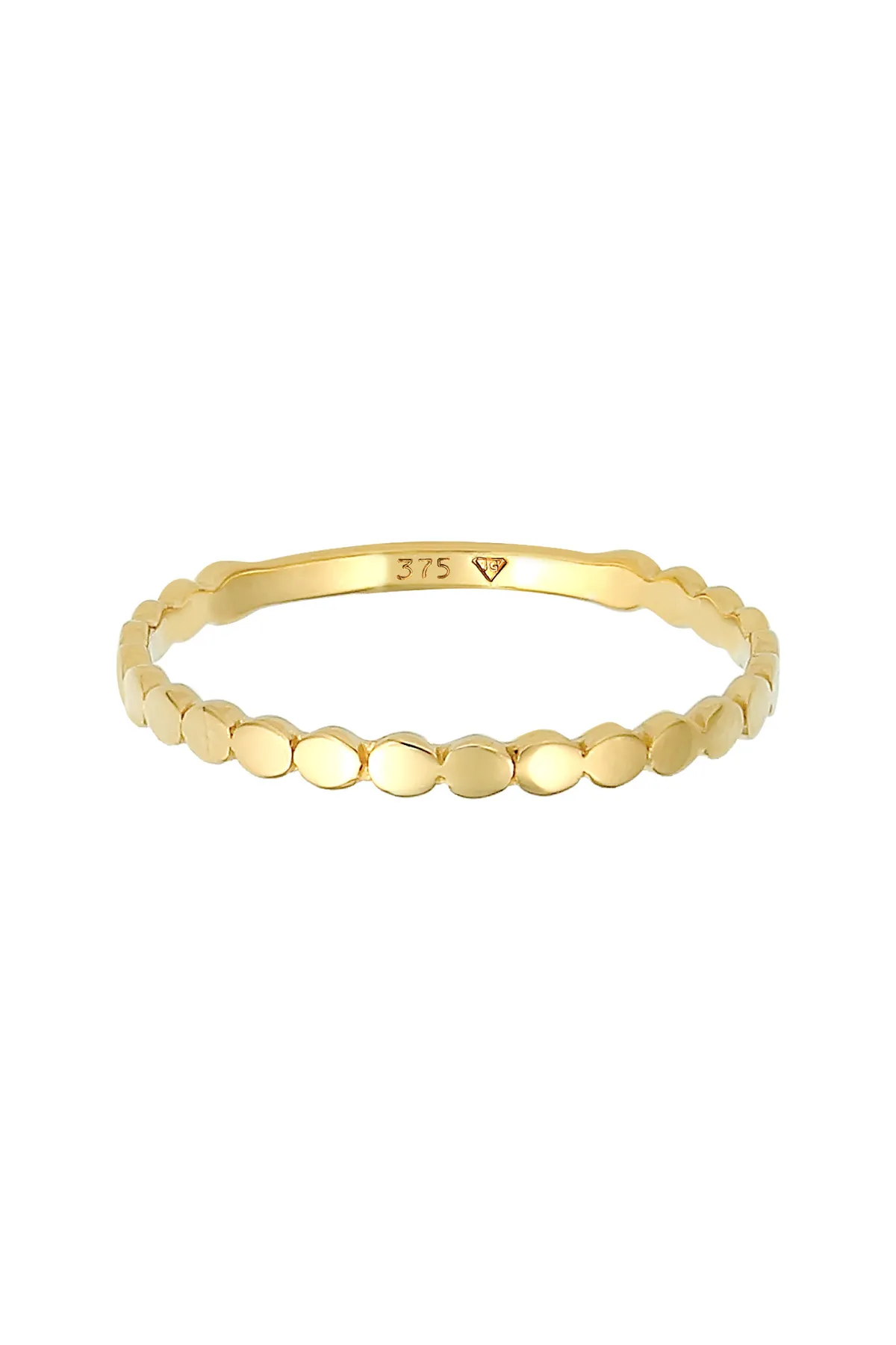 ELLI  Ring Plättchen Rund Stapelring Geo Basic 375 Gelbgold