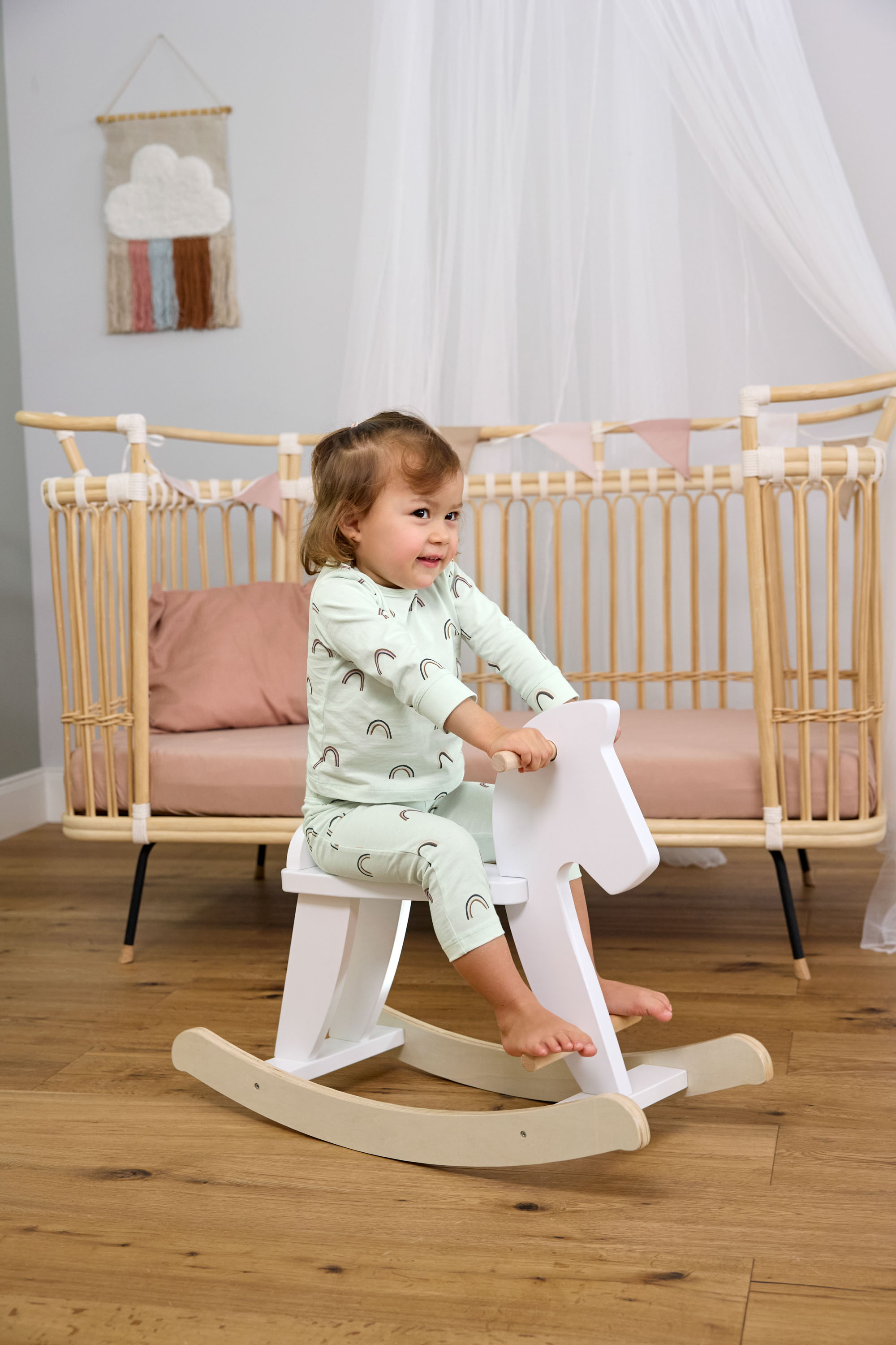 Kinder Pyjama lang - Bio Baumwolle, Regenbogen Mint