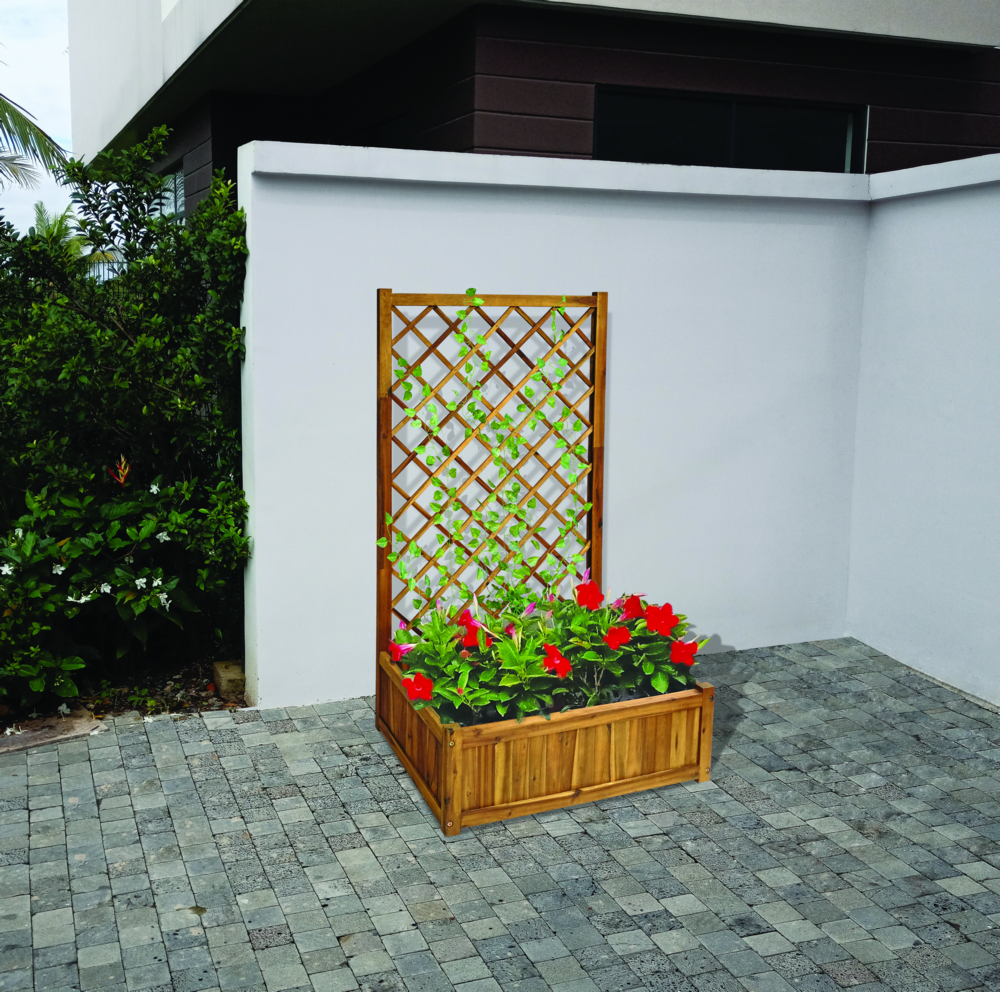 Hardin 1fachgut Pflanzkasten Pflanztopf Blumentopf mit Rankhilfe 150 x 80 x 38 cm FSC braun