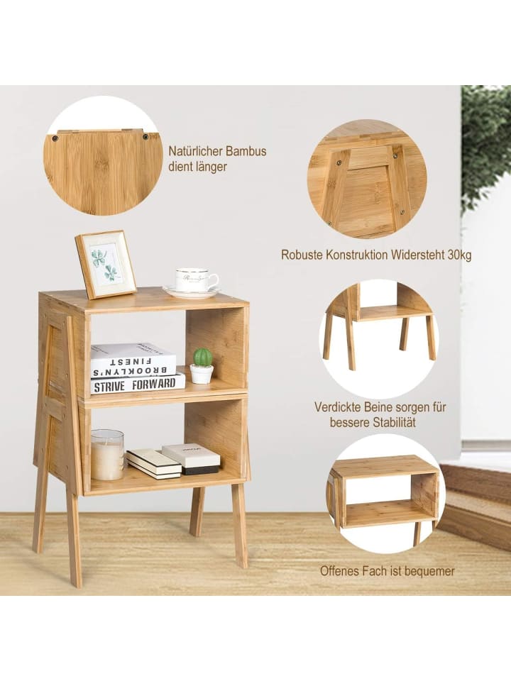 COSTWAY 2er Set Nachttische in Beige günstig kaufen 43 cm