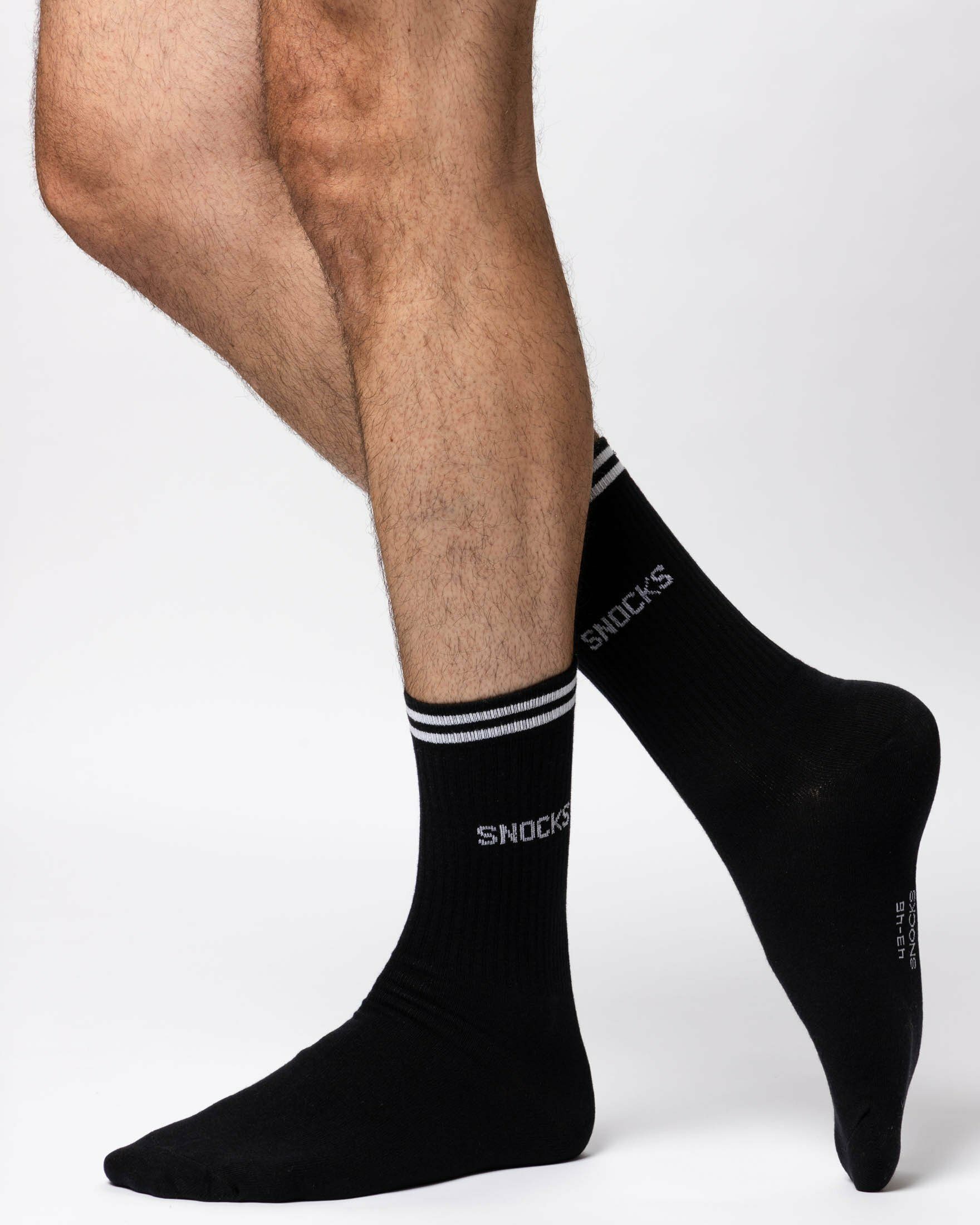 SNOCKS Sportsocken Hohe Tennissocken mit Streifen für Damen & Herren (4-Paar) aus Bio-Baumwolle, stylish für jedes Outfit