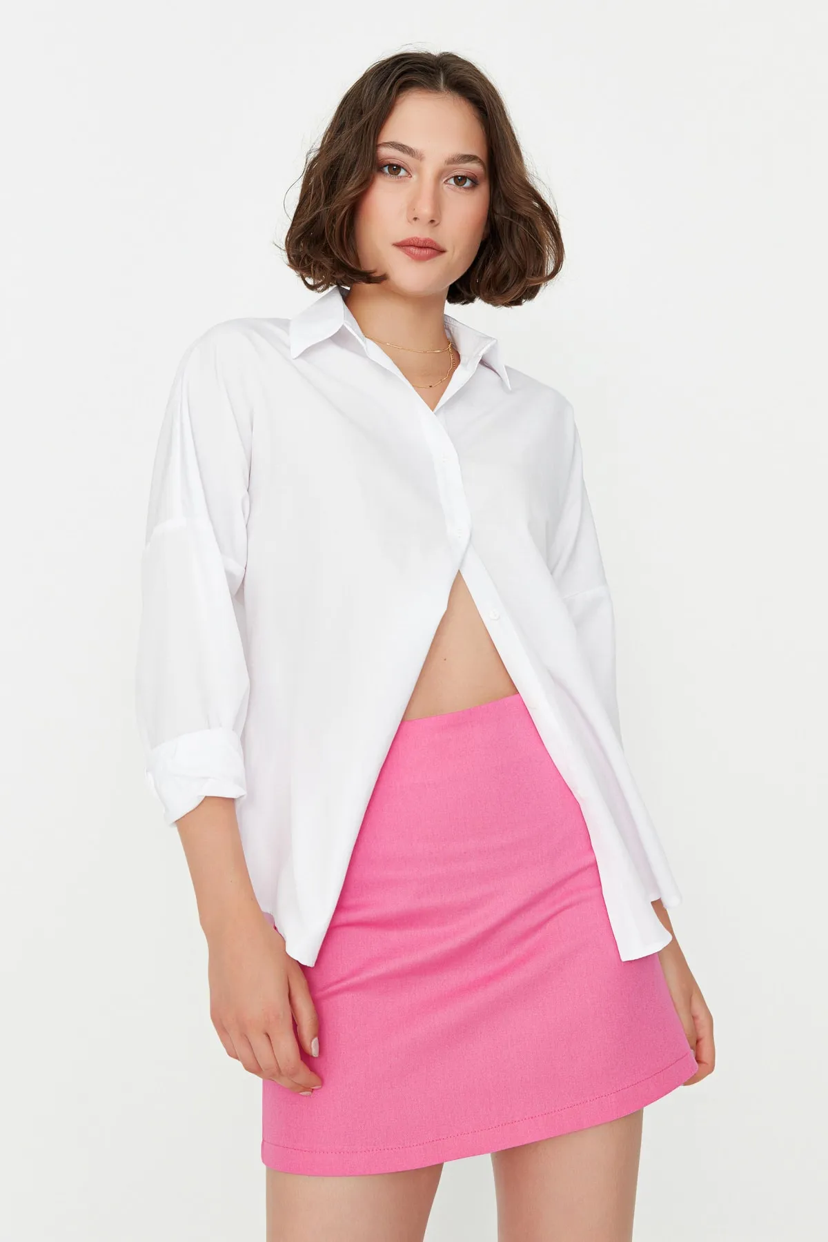 Trendyol Collection  Rosa Super Mini Webrock - TWOSS22ET0136