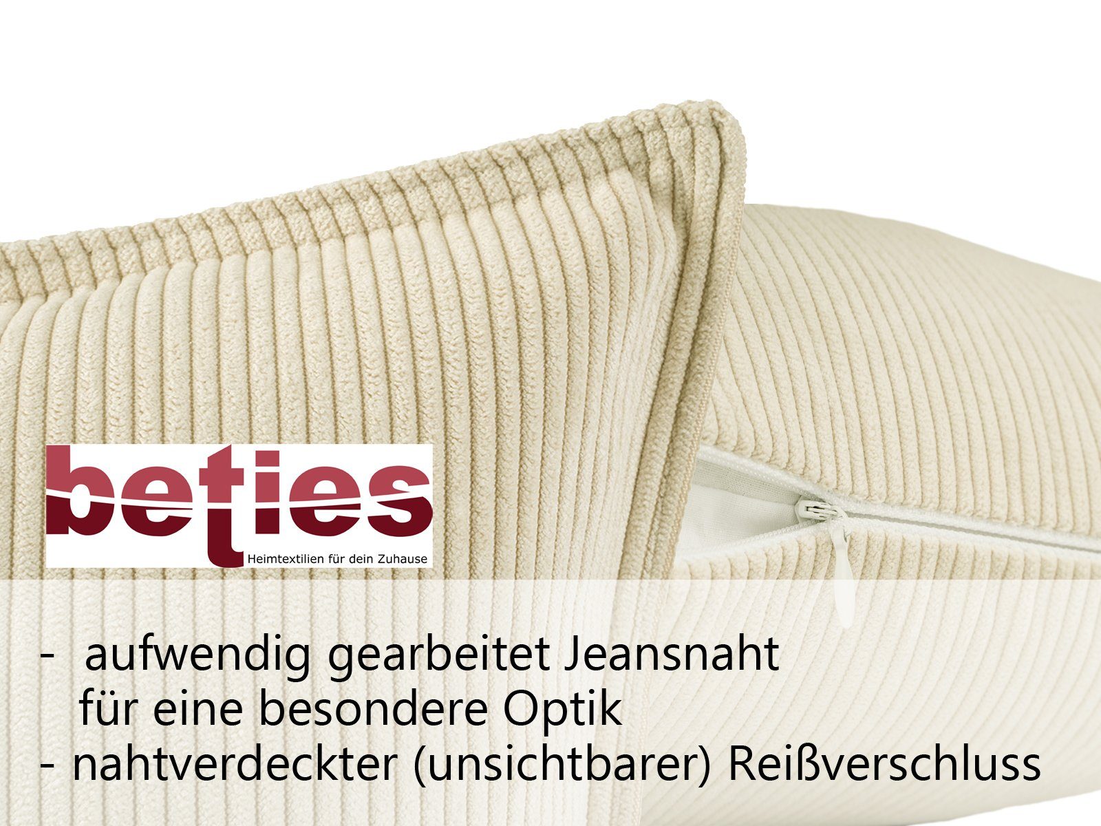 Kissenbezug HYggelig No.1, beties (1 Stück), Samtcord Kissenbezug ca. 40x40 cm Hygge Style mit Stehsaum rost-rot