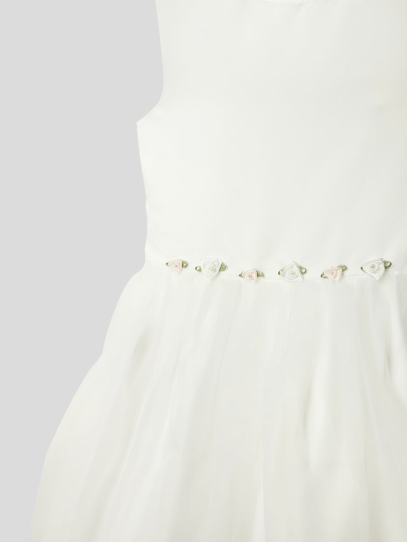 Kleid mit floralem Zierbesatz in offwhite