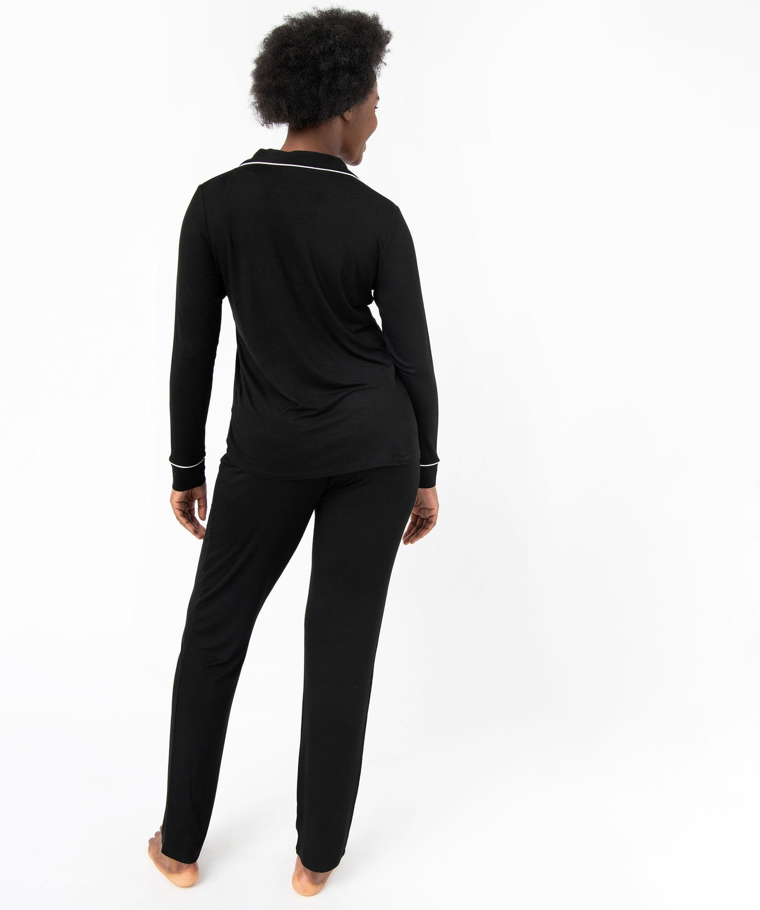 Pyjama deux pièces : chemise et pantalon femme noir | GEMO