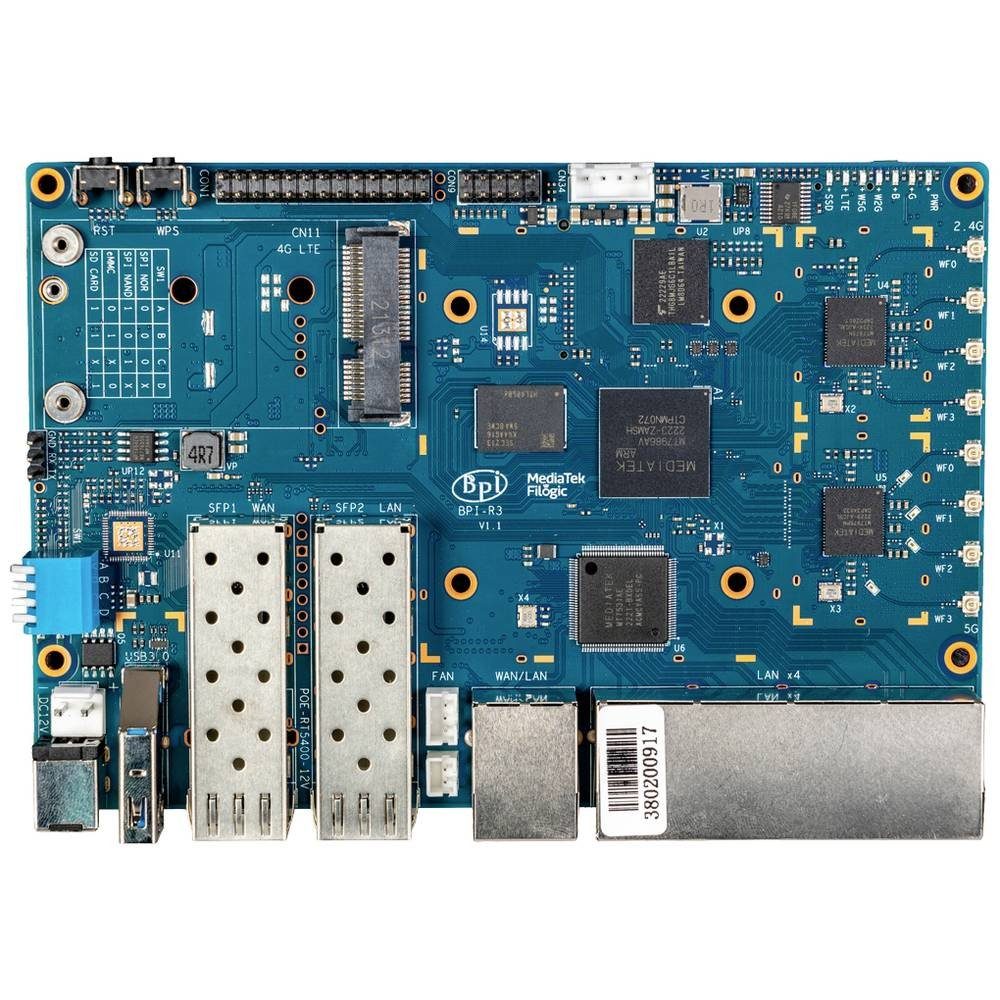 Banana PI - R3 - Open Source Router, WiFi6, 5G, 2GB-DDR4 Barebone-PC