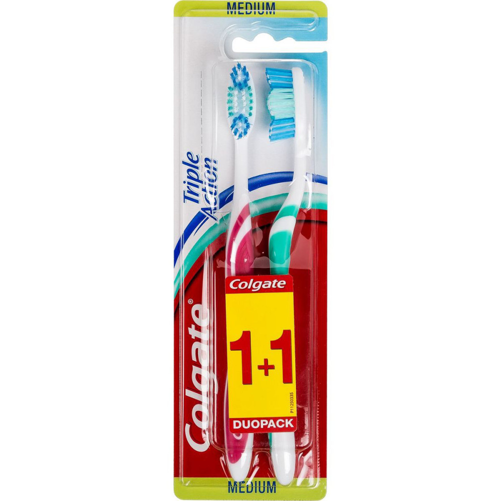 Colgate Pack de 2 Brosses à Dents Triple Action - Médium