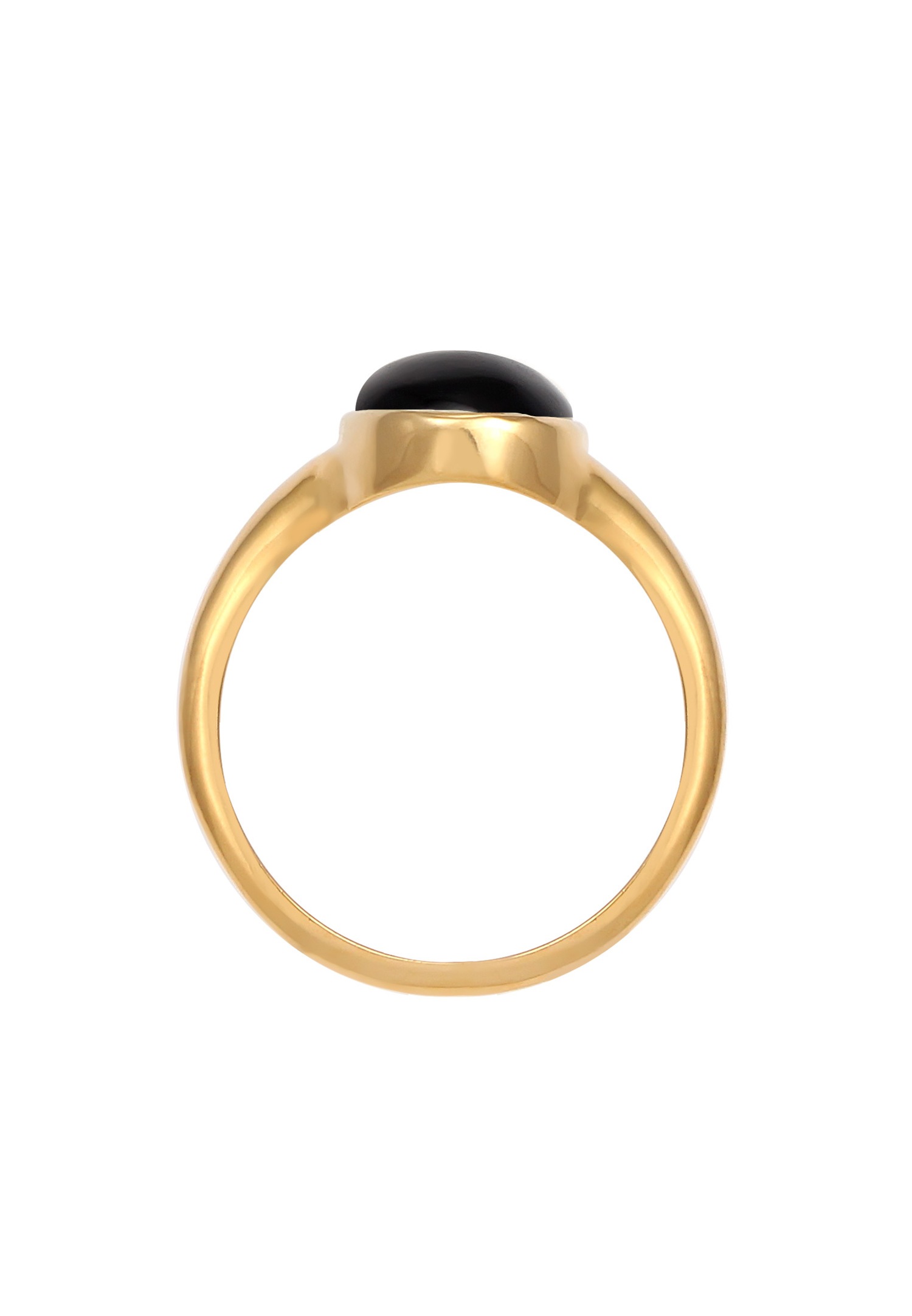 Sceau ovale Elli pour femme, orné d'une pierre d'onyx, en argent sterling 925 plaqué or.