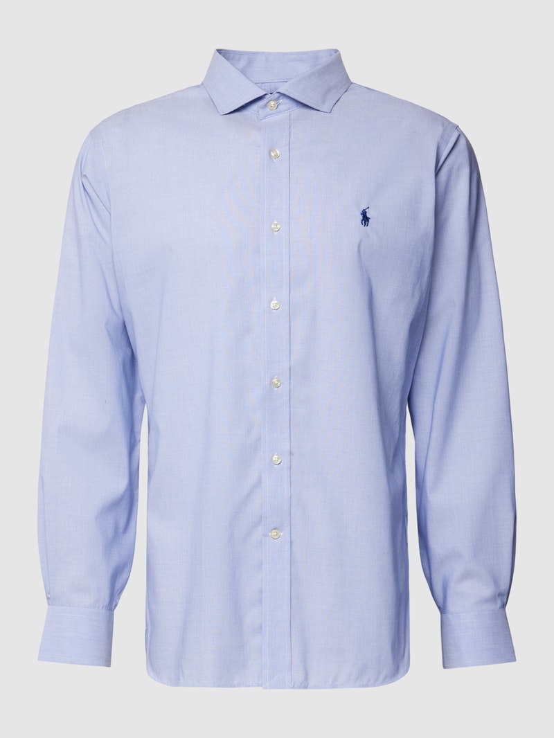 Business-Hemd mit Logo-Stitching in bleu